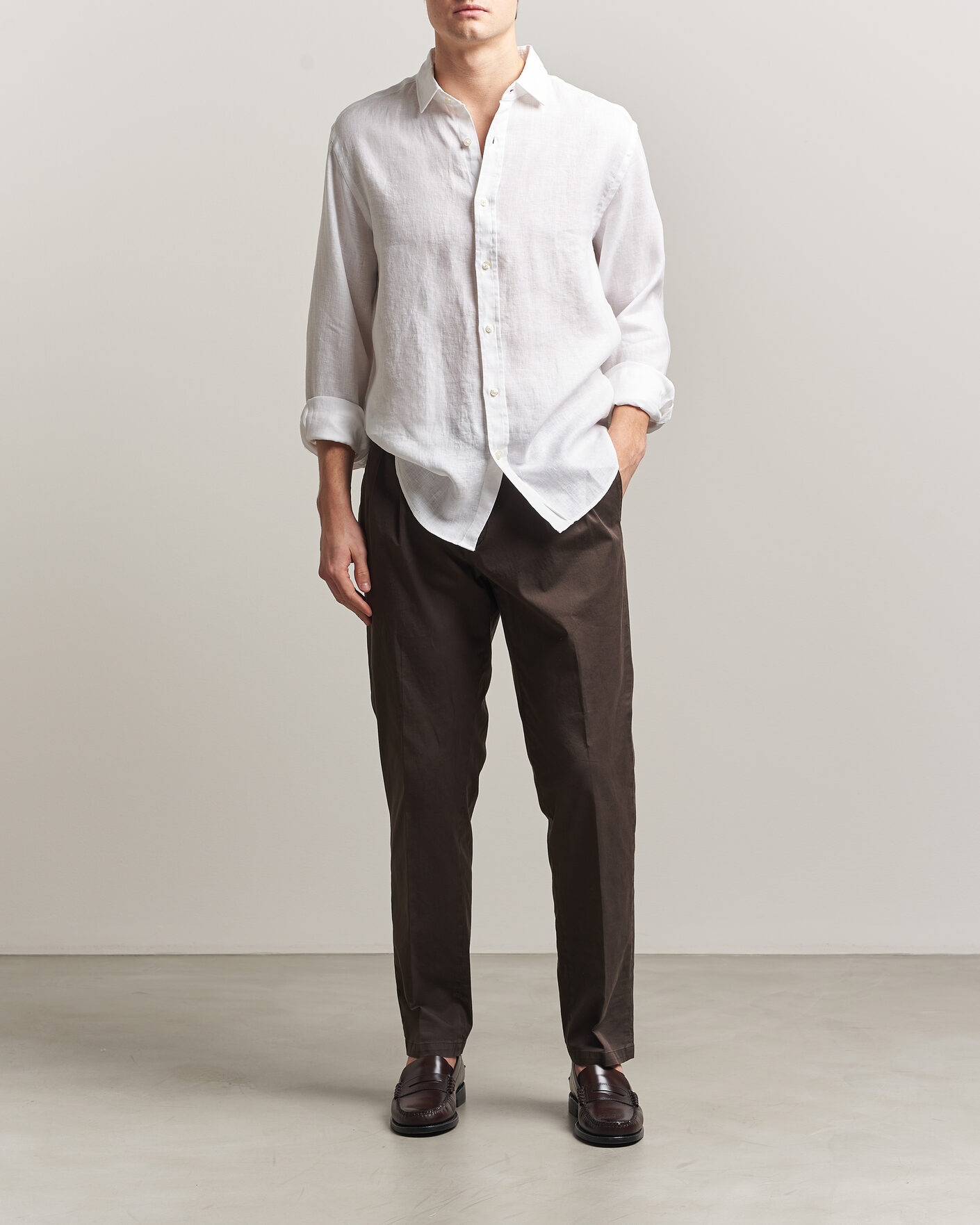 Men | Shirts | Charles Tyrwhitt | Pure Linen Slim Fit Shirt White