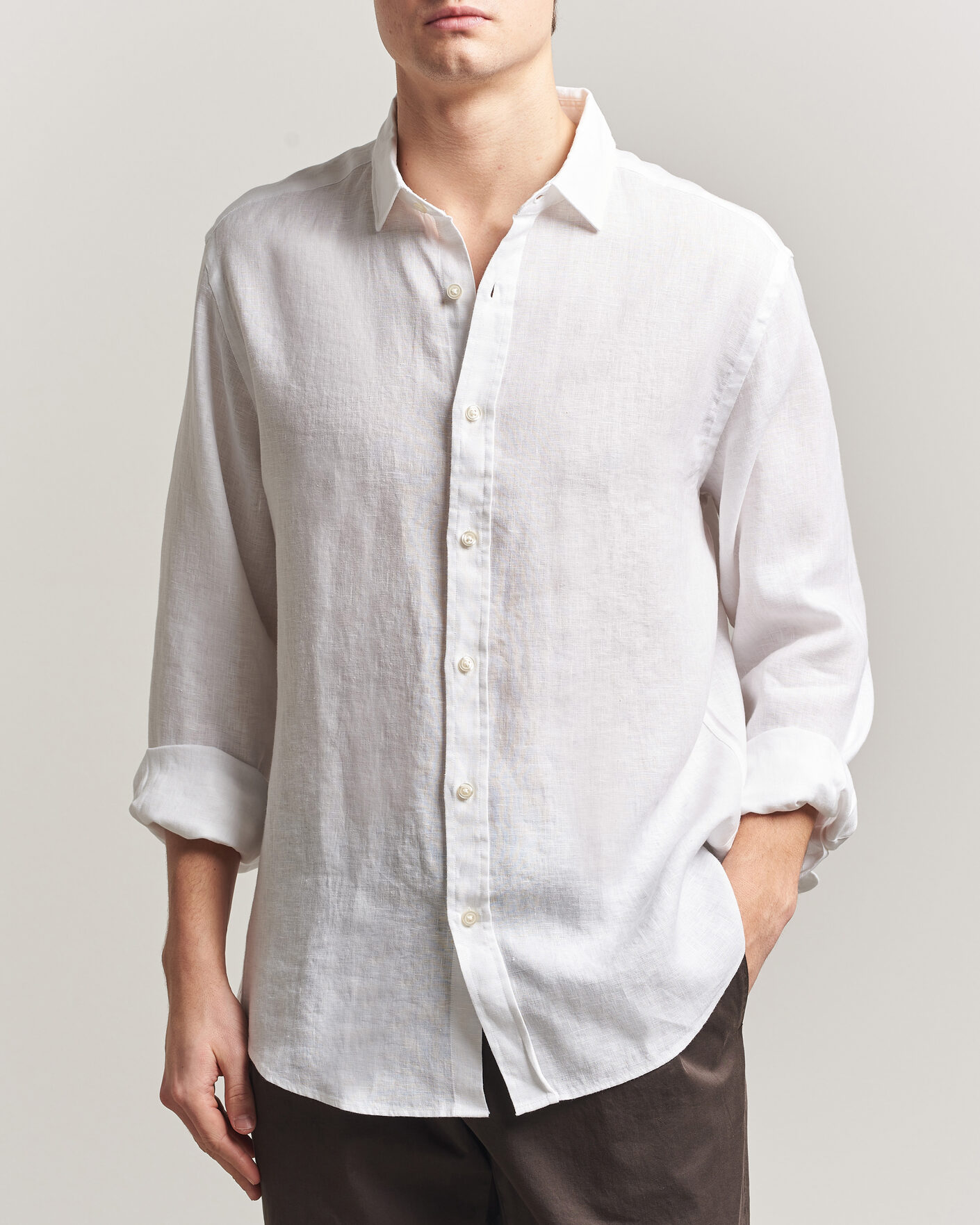 Men | Shirts | Charles Tyrwhitt | Pure Linen Slim Fit Shirt White