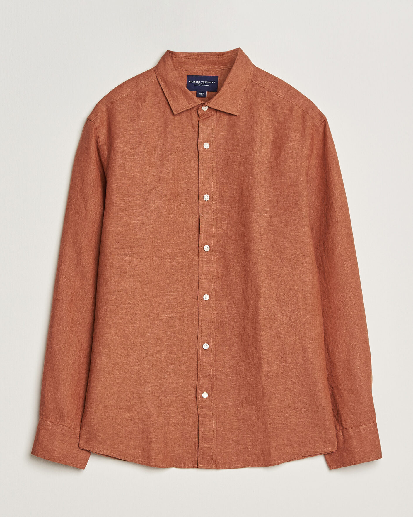 Men | Shirts | Charles Tyrwhitt | Pure Linen Slim Fit Shirt Burnt Orange
