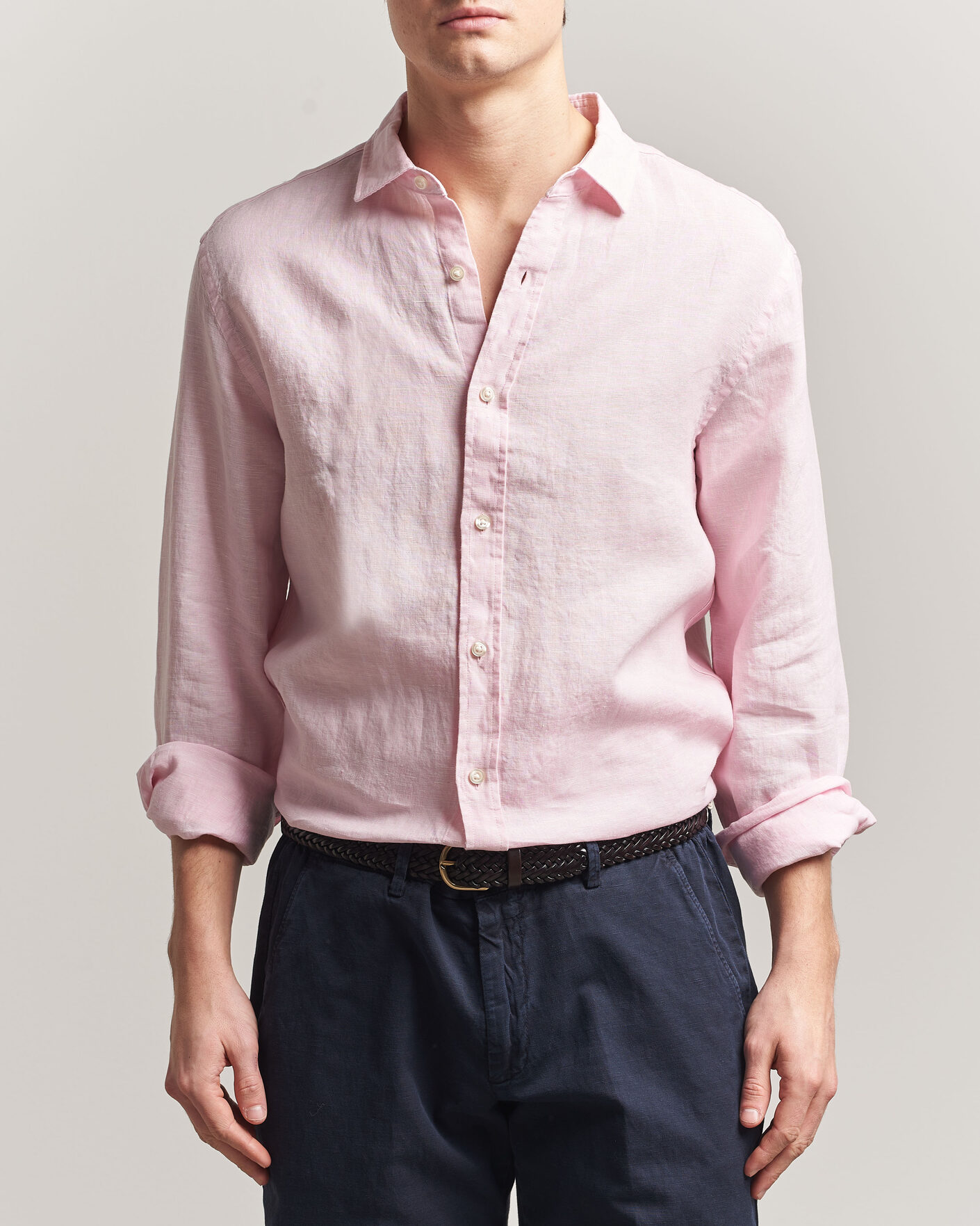 Men | Shirts | Charles Tyrwhitt | Pure Linen Slim Fit Shirt Pink