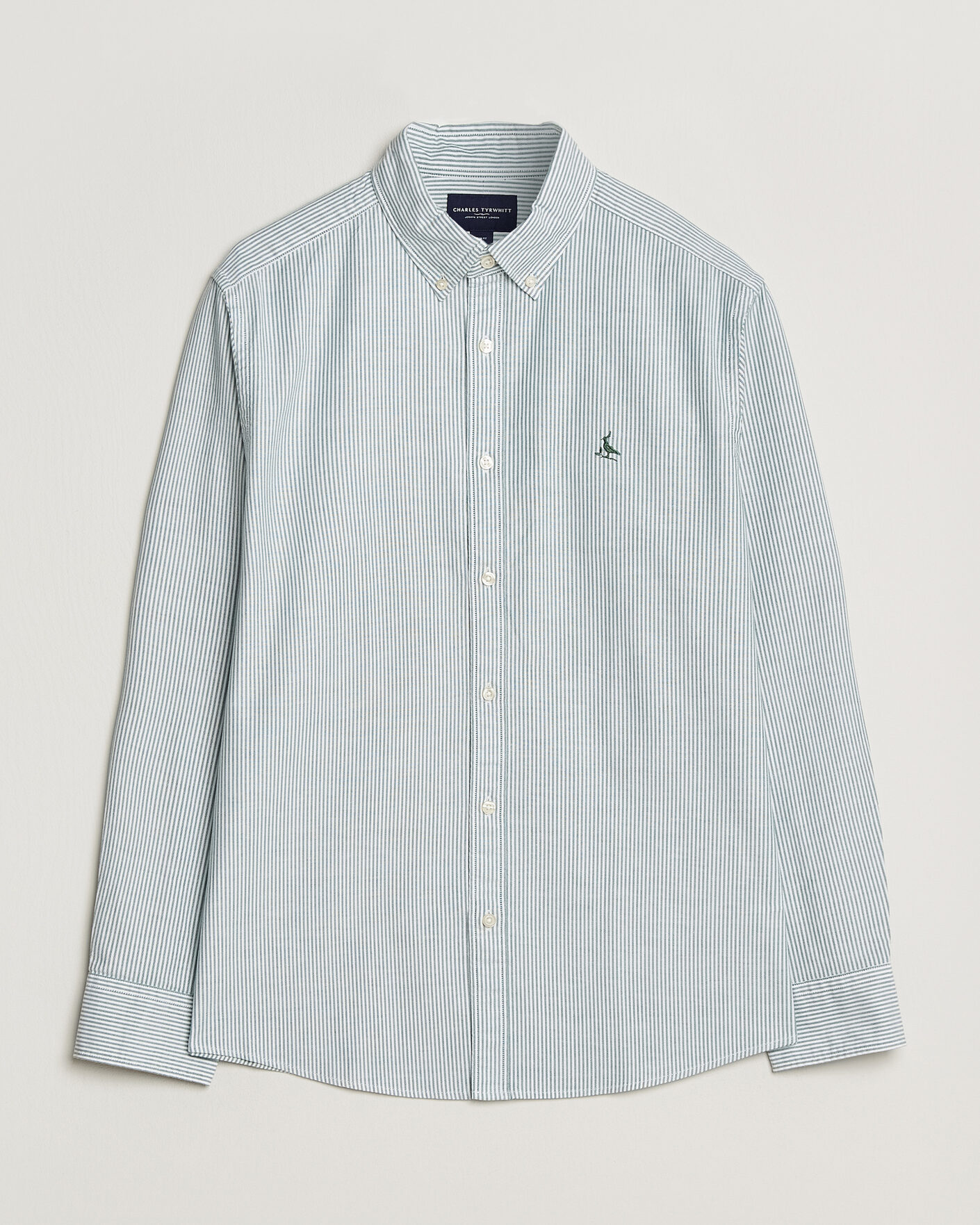 Men | Shirts | Charles Tyrwhitt | Button Down Stretch Oxford Shirt Green/White