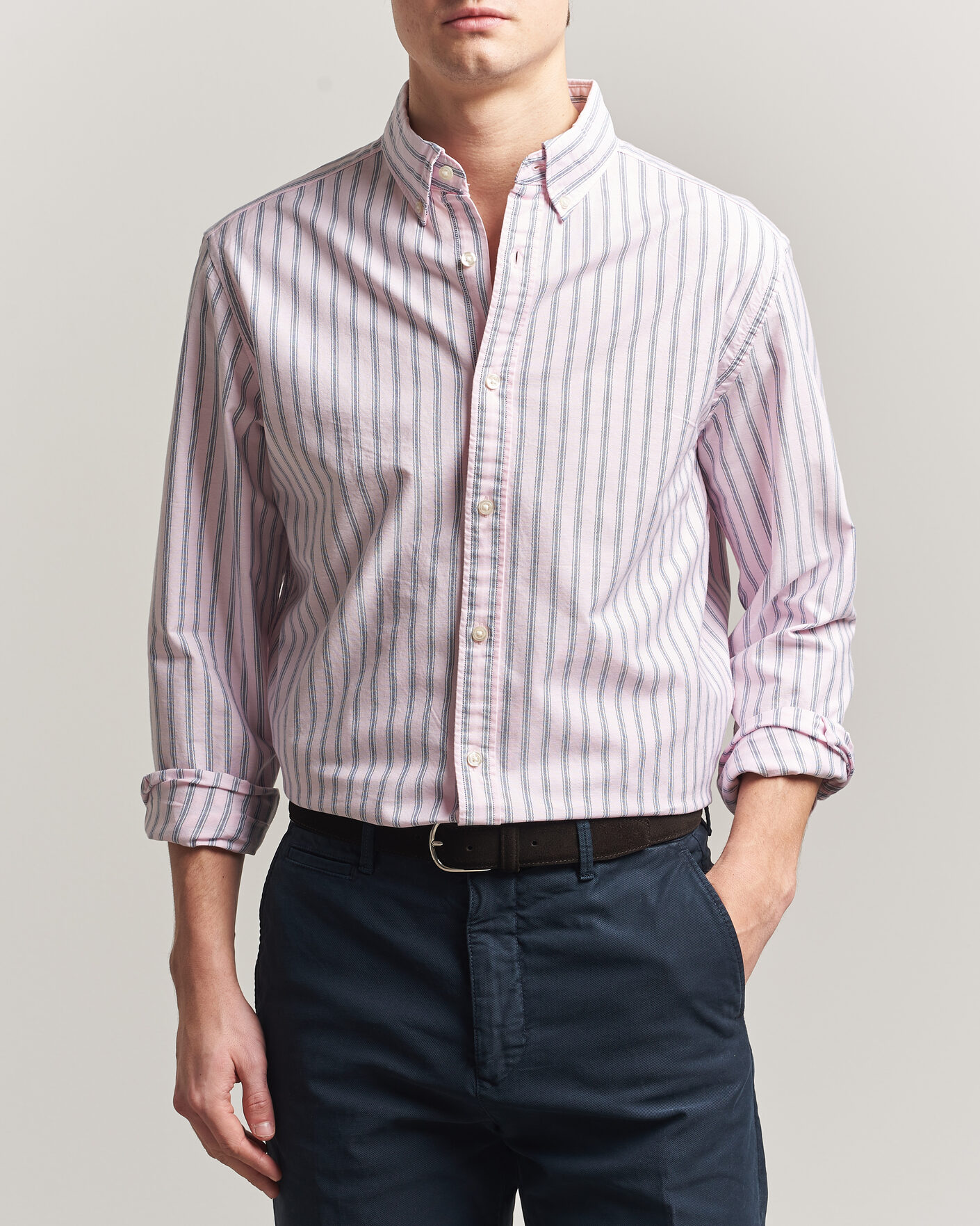 Men | Shirts | Charles Tyrwhitt | Button Down Stretch Oxford Shirt Light Pink
