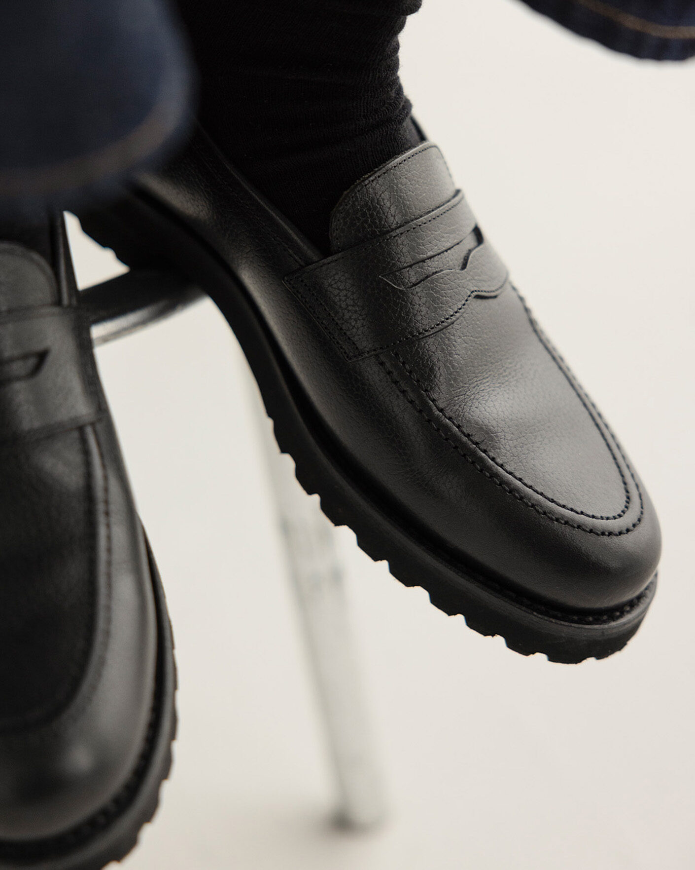 Men | Loafers | Myrqvist for Care of Carl | Myrqvist Stenhammar II Vibram Loafer Black Grained Calf