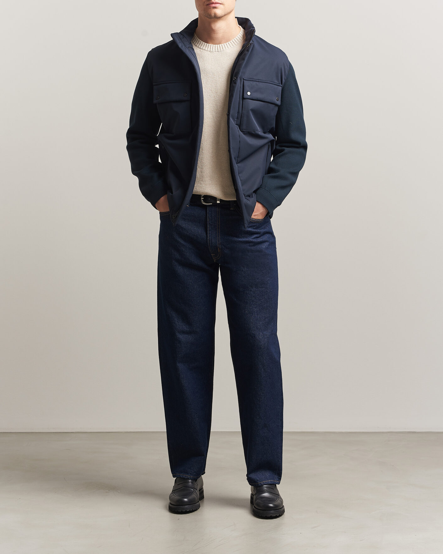 Men | Coats & Jackets | Woolrich | Two Layers Hybrid Jacket Melton Blue