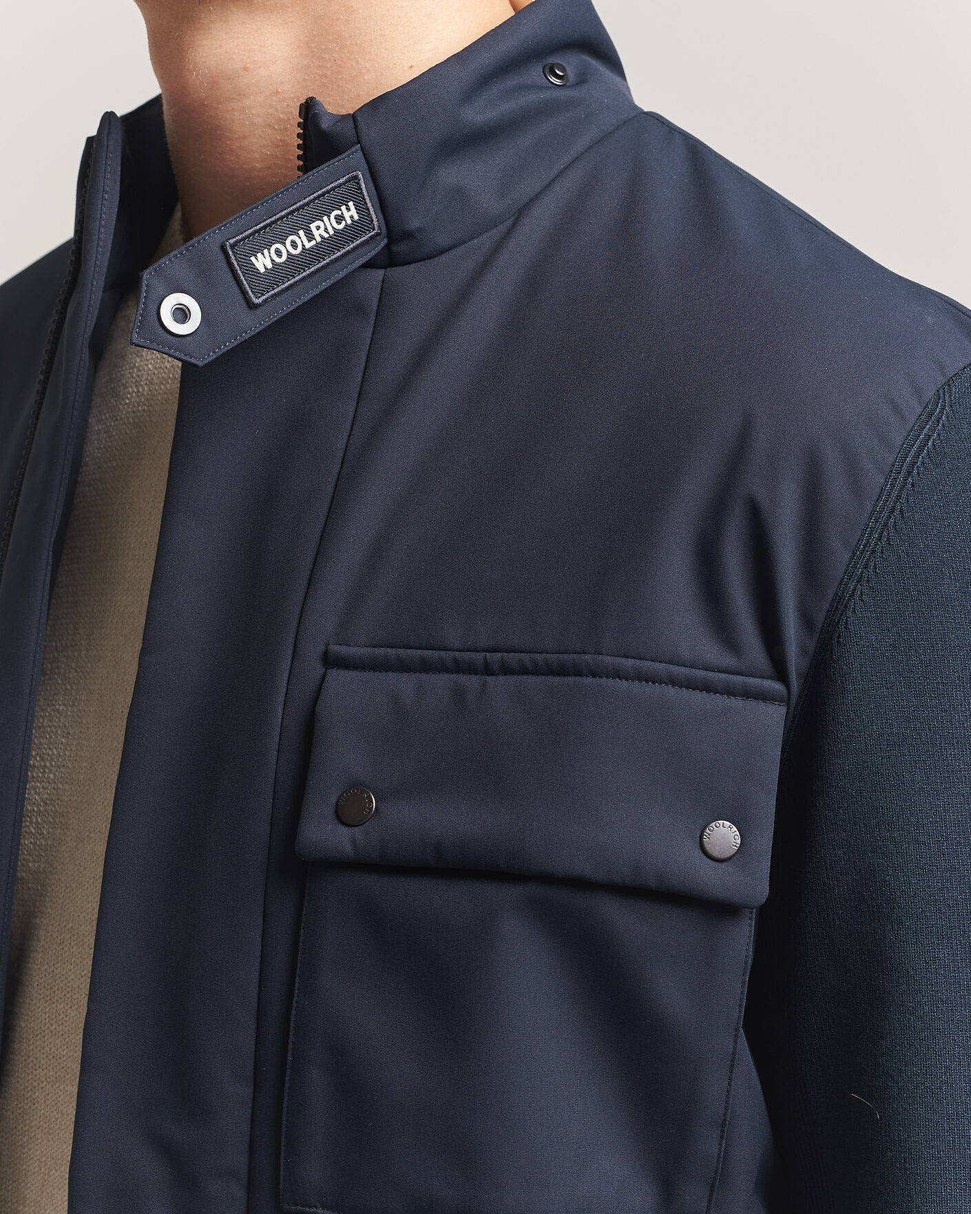 Men | Coats & Jackets | Woolrich | Two Layers Hybrid Jacket Melton Blue
