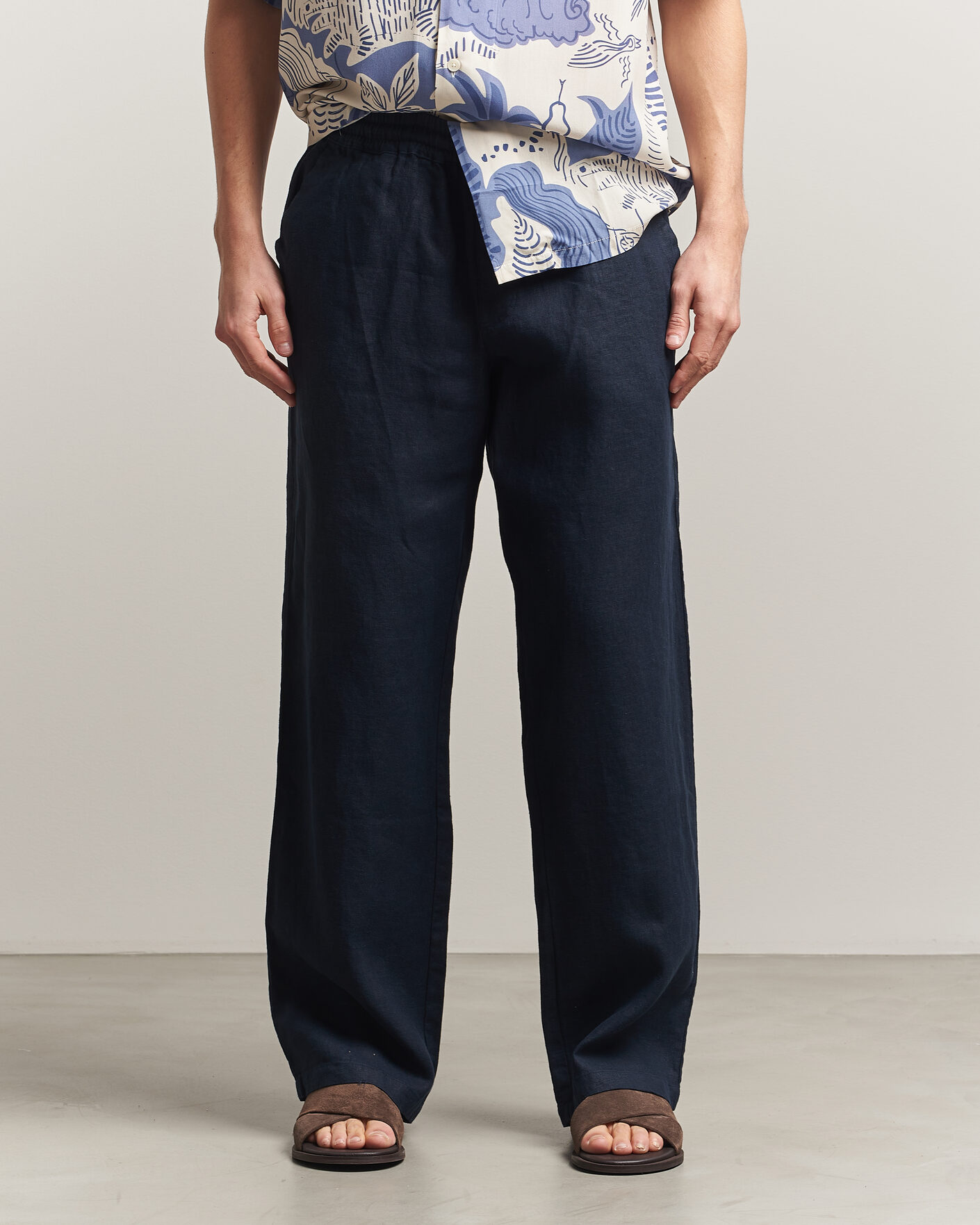 Men | Trousers | OAS | Nino Linen Pants Navy