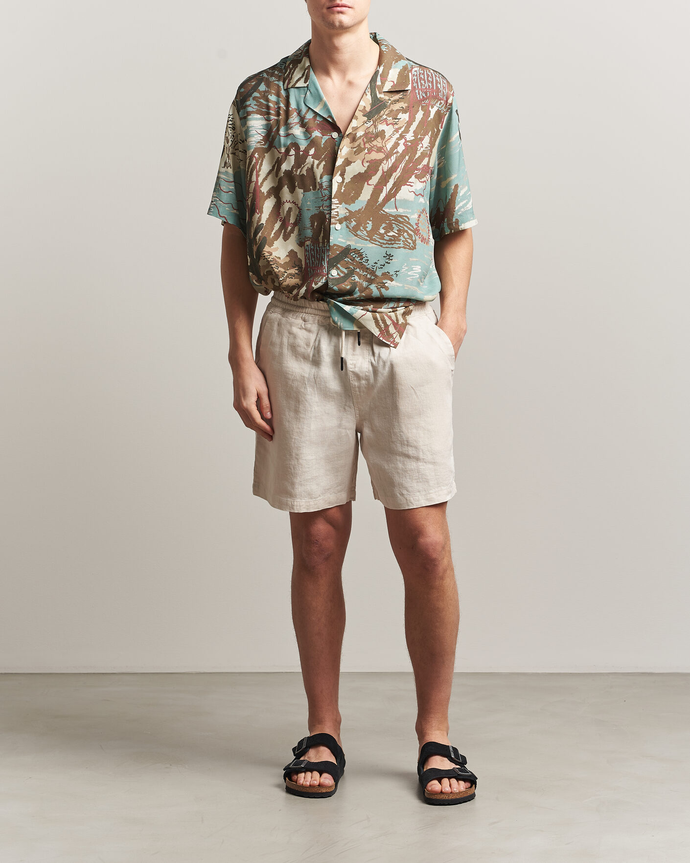 Men | Shorts | OAS | Porto Linen Shorts Beige