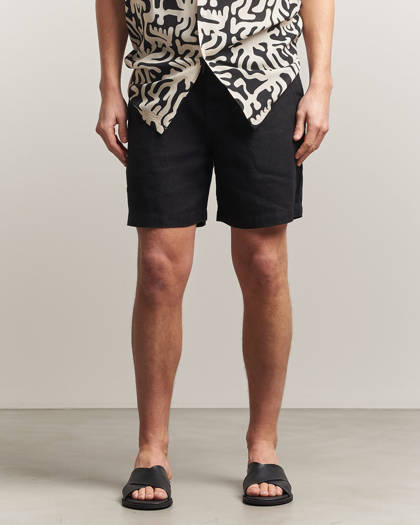 Men | Shorts | OAS | Porto Linen Shorts Black