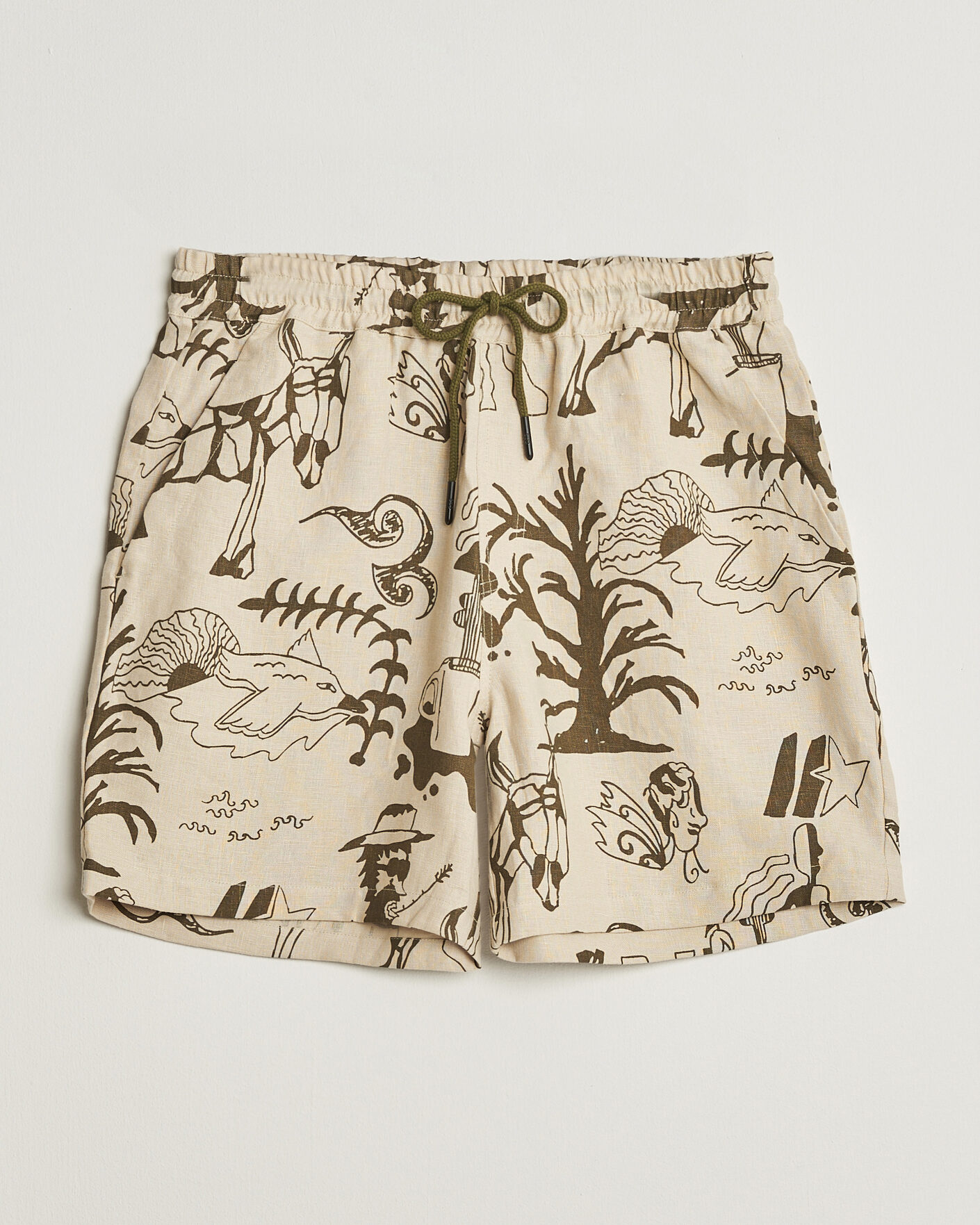 Men | Shorts | OAS | Porto Linen Shorts Poplan
