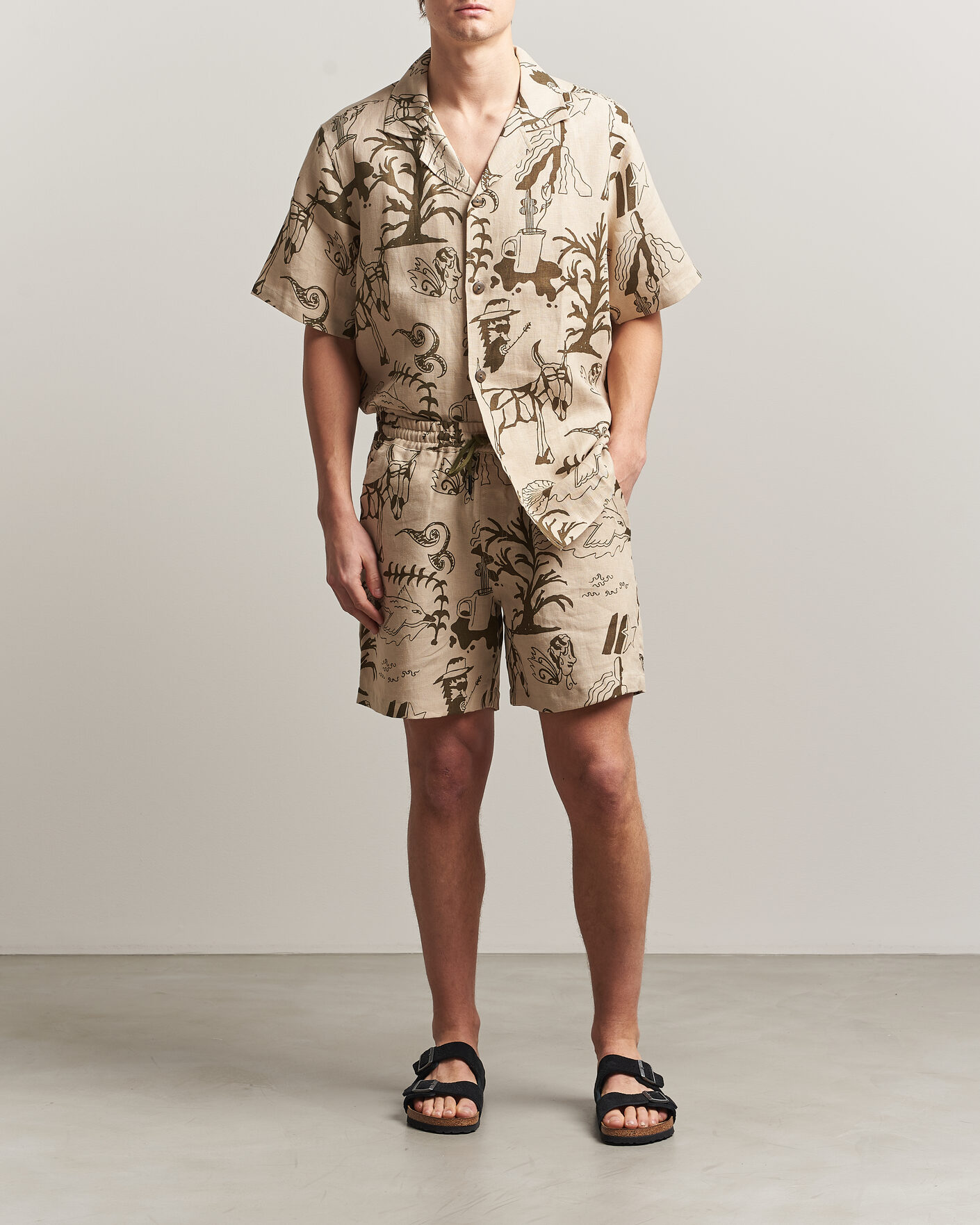 Men | Shorts | OAS | Porto Linen Shorts Poplan