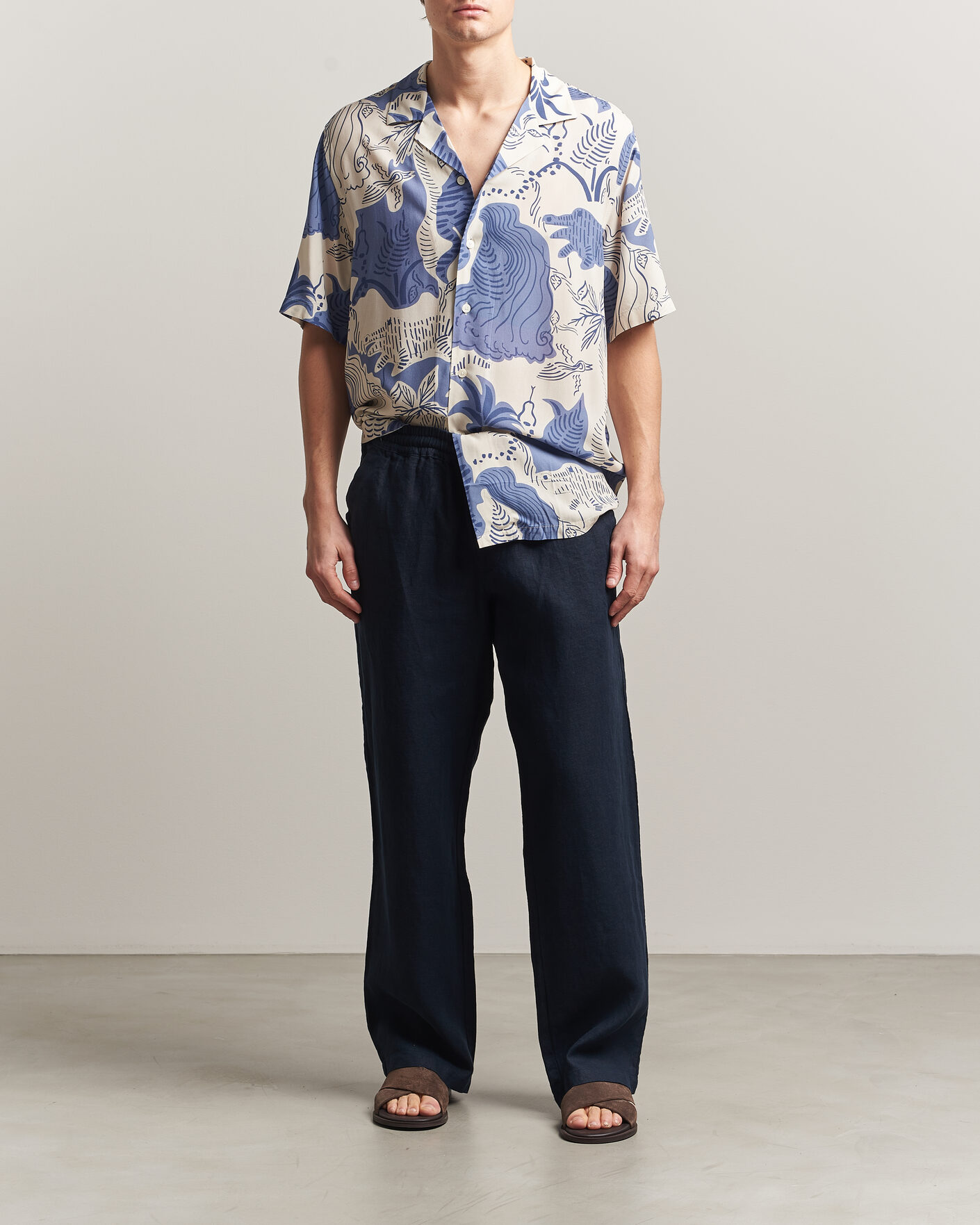 Men | Shirts | OAS | Rocco Viscose Short Sleeve Shirt Mystea