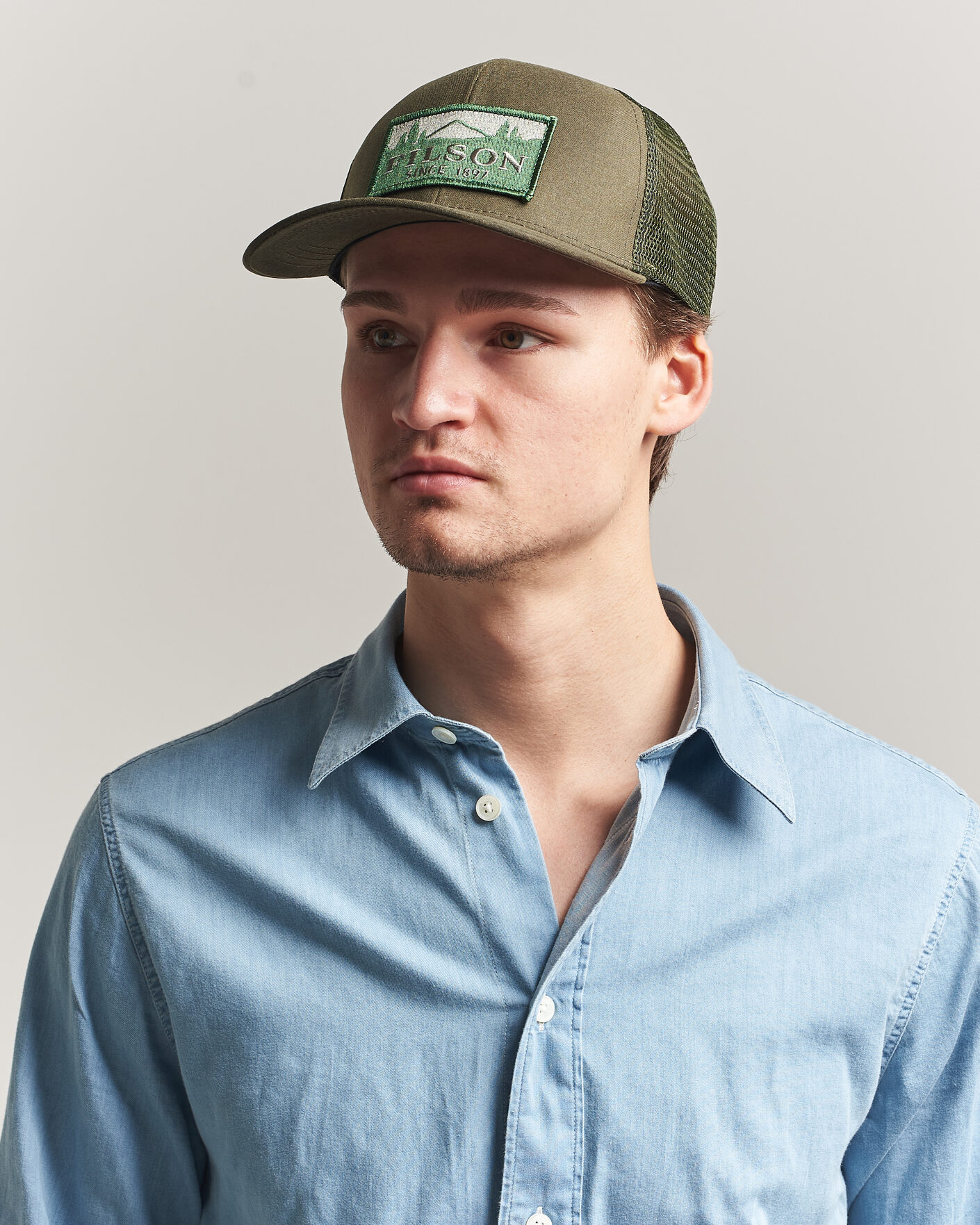 Men | Hats & Caps | Filson | Scenic Waxed Logger Mesh Cap Otter Green