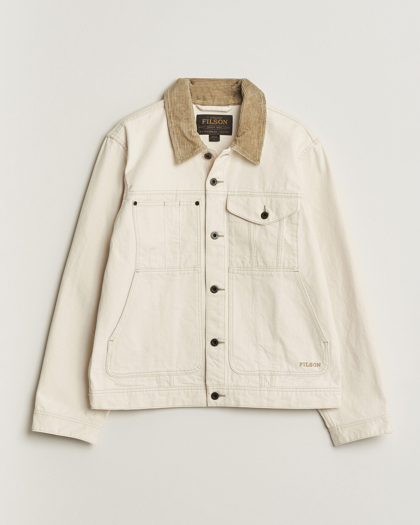 Men | Coats & Jackets | Filson | Rustic Canvas Short Cruiser Natural Seed