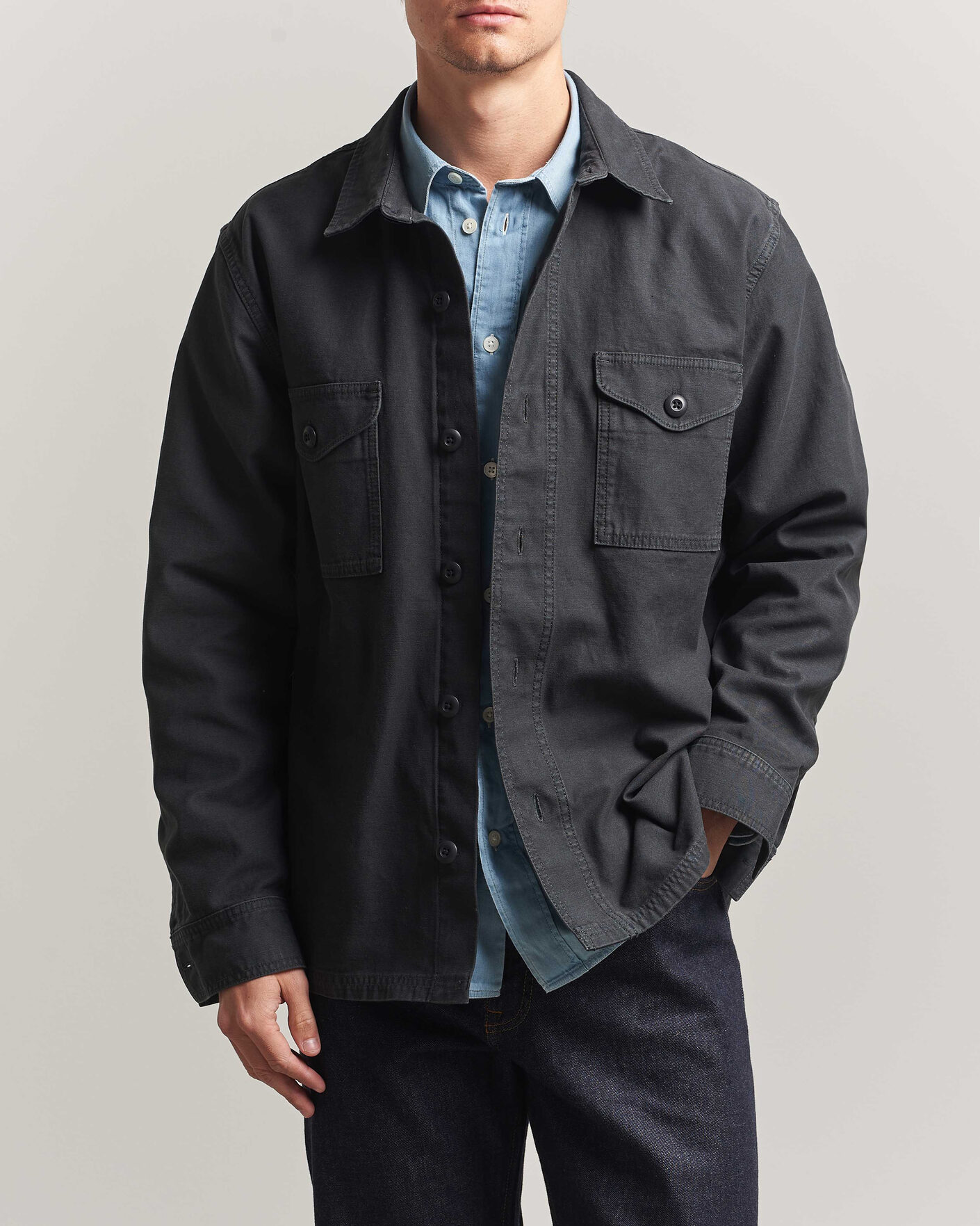 Men | Shirts | Filson | Reverse Sateen Jac-Shirt Washed Black