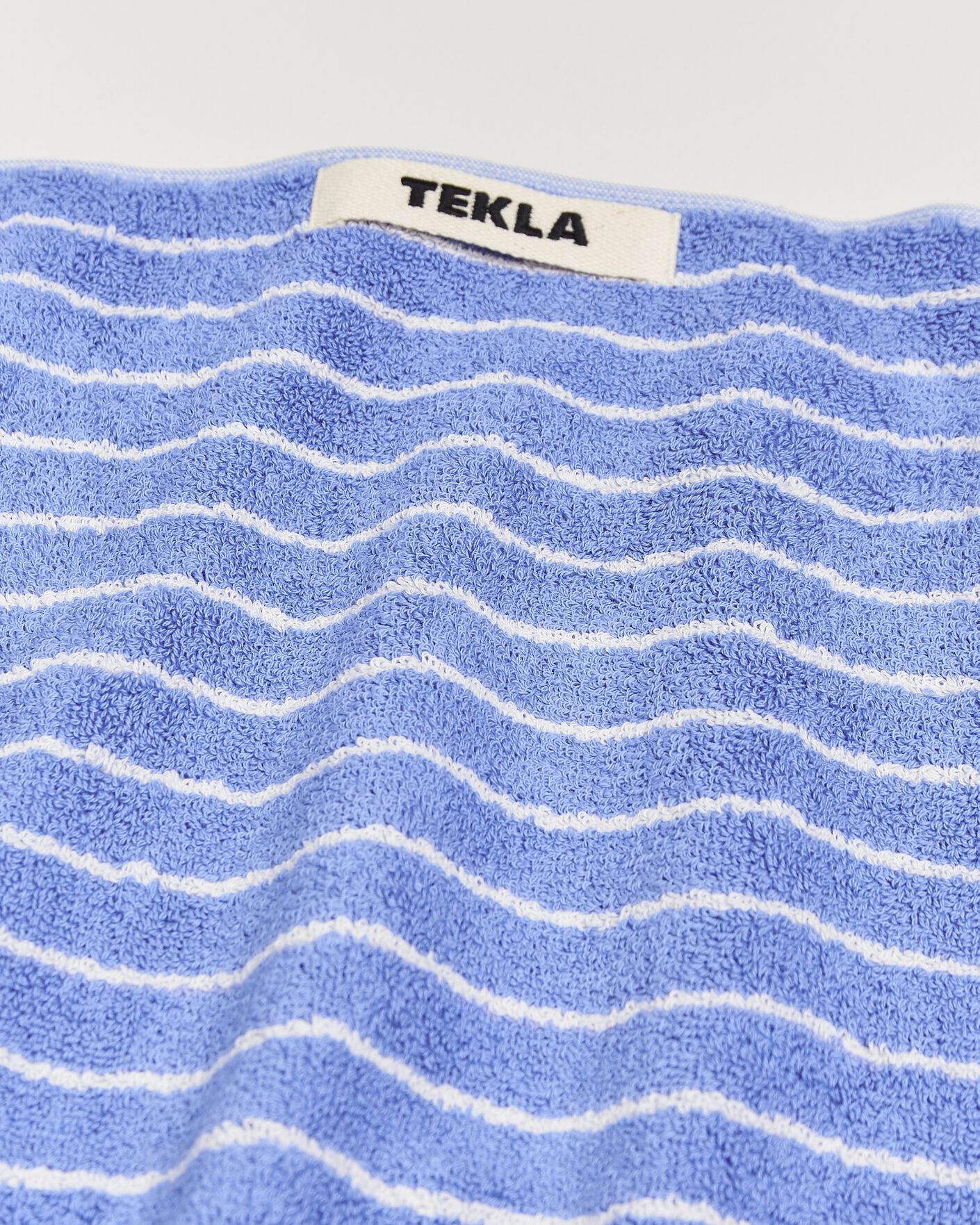 Men | Fabrics | Tekla | Organic Terry Hand Towel Clear Blue Stripes