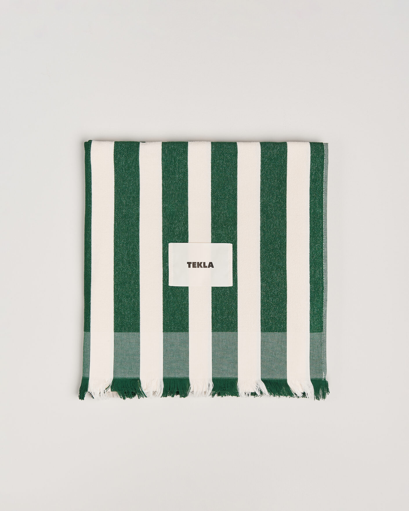 Men | Tekla Organic Terry Beach Towel Green Deck Stripes | Tekla | Organic Terry Beach Towel Green Deck Stripes