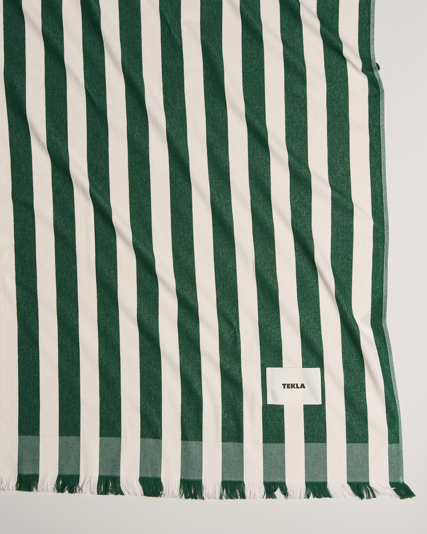 Men | Fabrics | Tekla | Organic Terry Beach Towel Green Deck Stripes