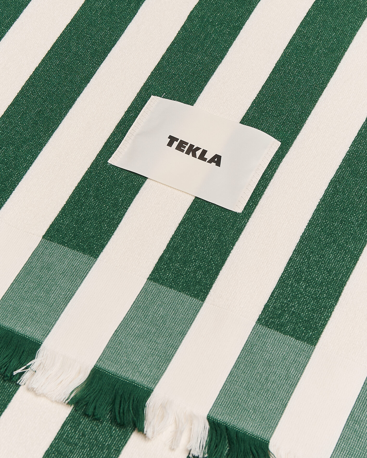 Men | Tekla Organic Terry Beach Towel Green Deck Stripes | Tekla | Organic Terry Beach Towel Green Deck Stripes