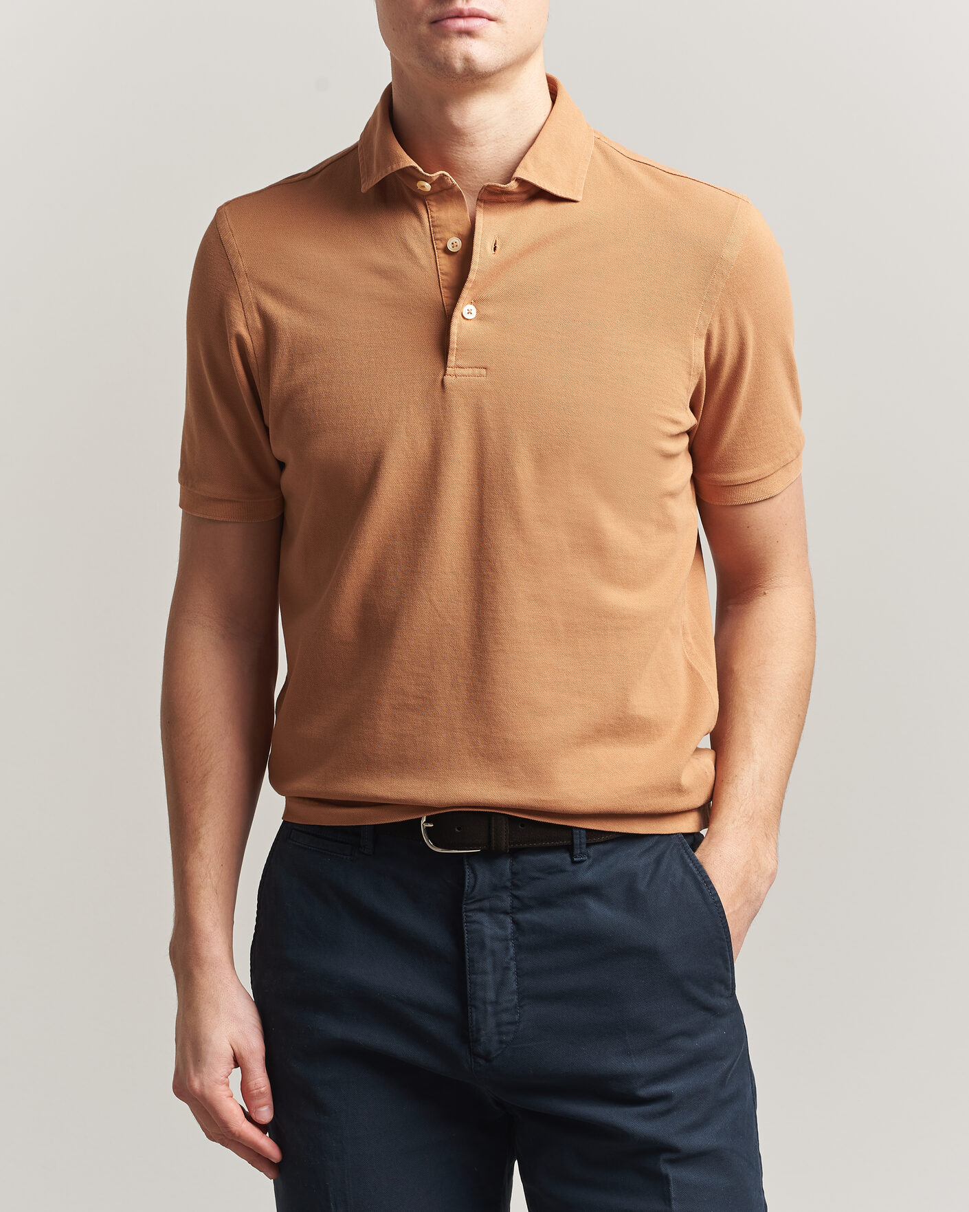 Men | Polo Shirts | Gran Sasso | Washed Polo Apricot Orange