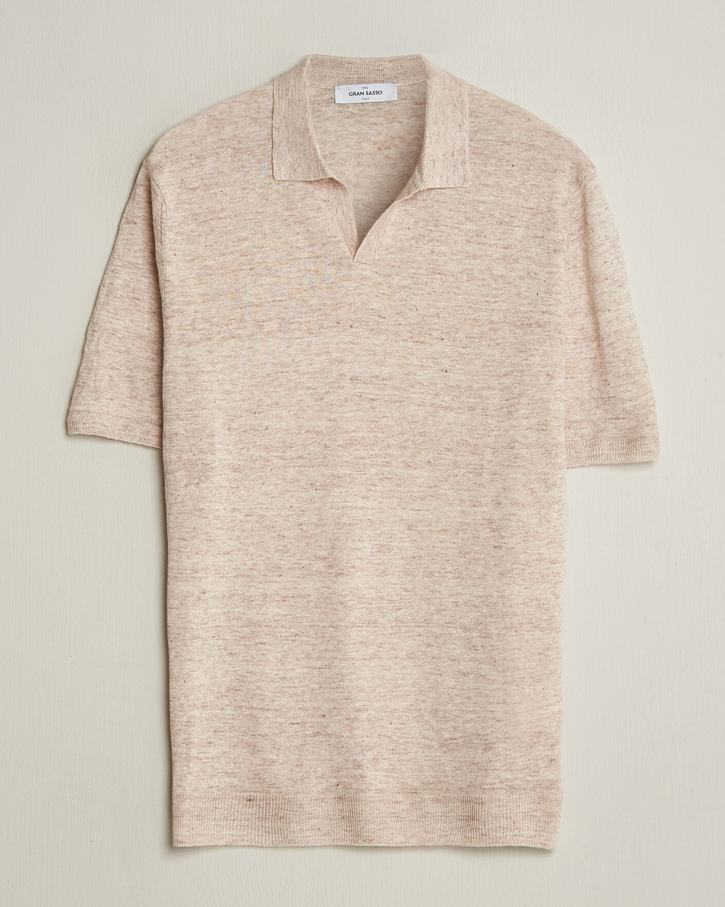 Men | Polo Shirts | Gran Sasso | Washed Knitted Linen Polo Beige Melange