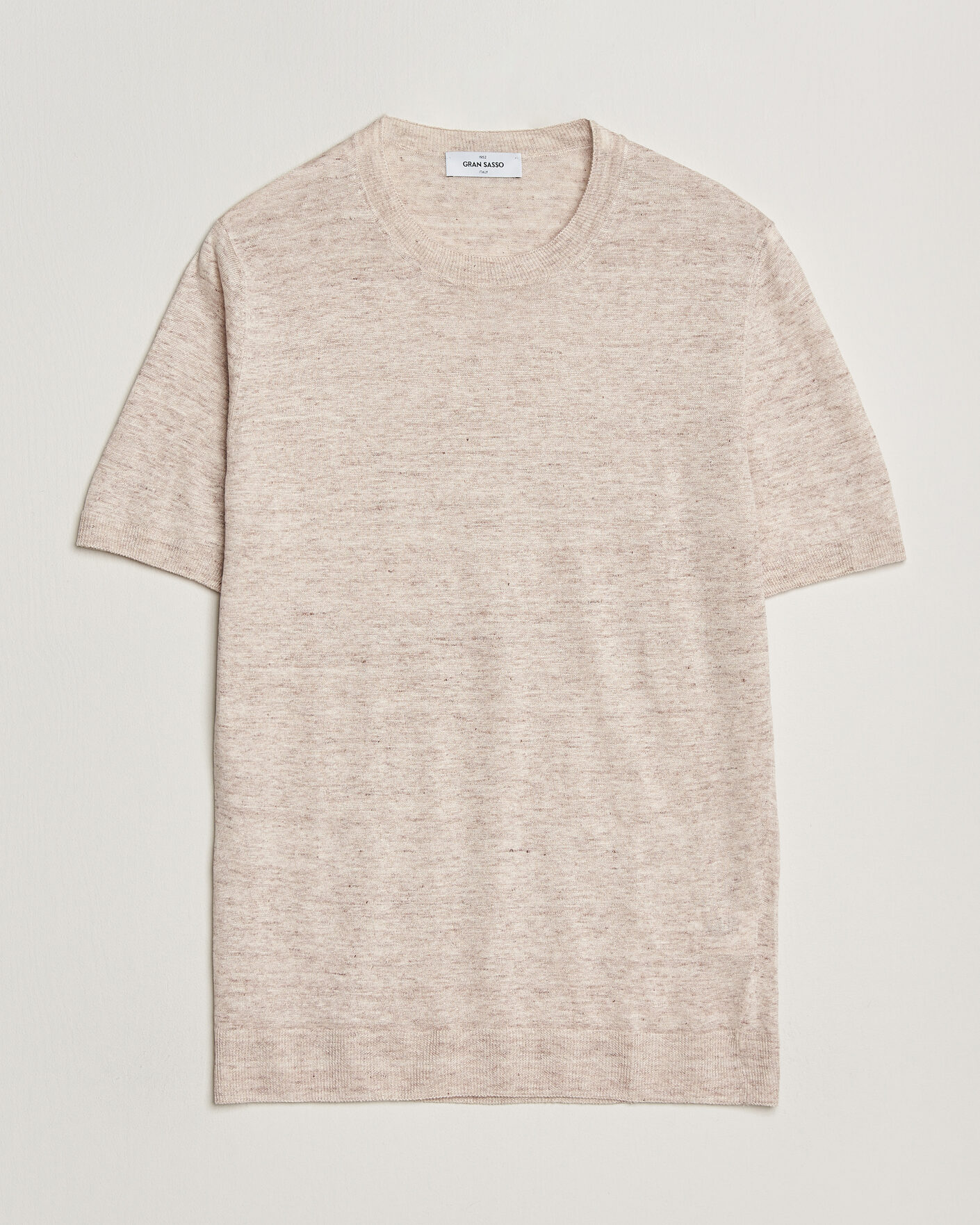 Men | T-Shirts | Gran Sasso | Washed Knitted Linen T-Shirt Beige Melange