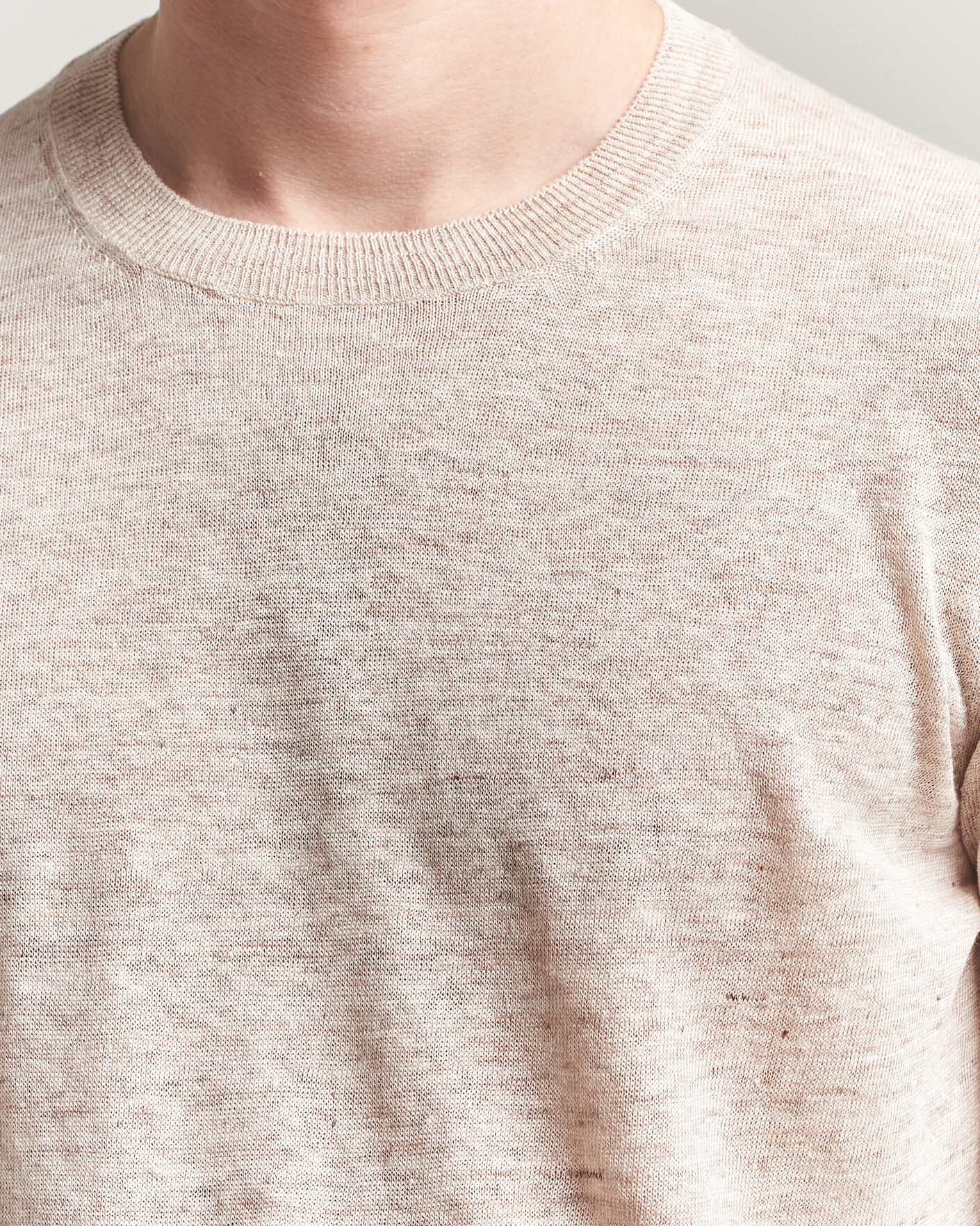 Men | T-Shirts | Gran Sasso | Washed Knitted Linen T-Shirt Beige Melange