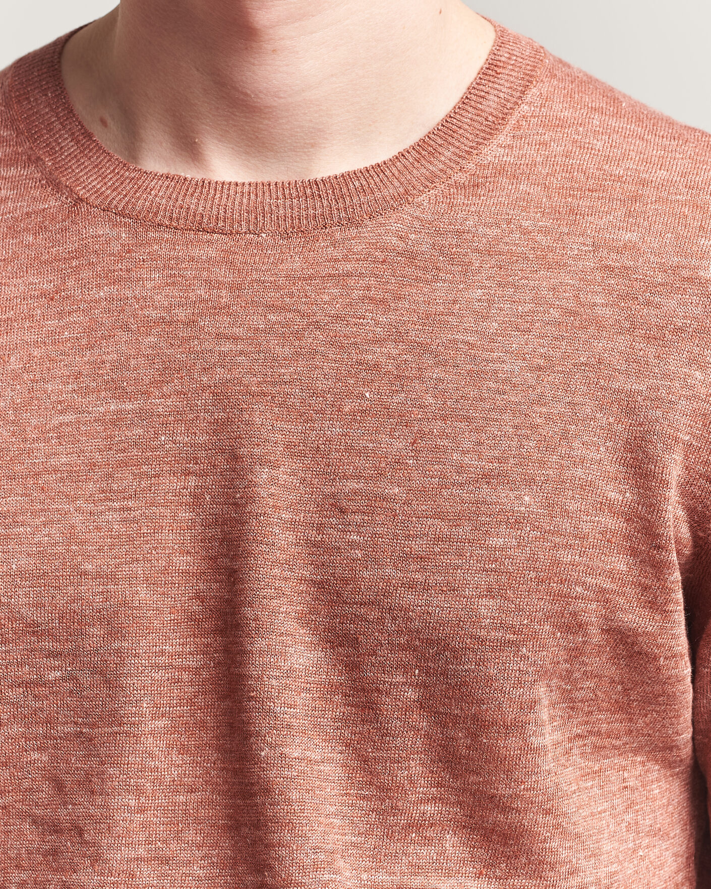 Men | T-Shirts | Gran Sasso | Washed Knitted Linen T-Shirt Apricot Orange Melange