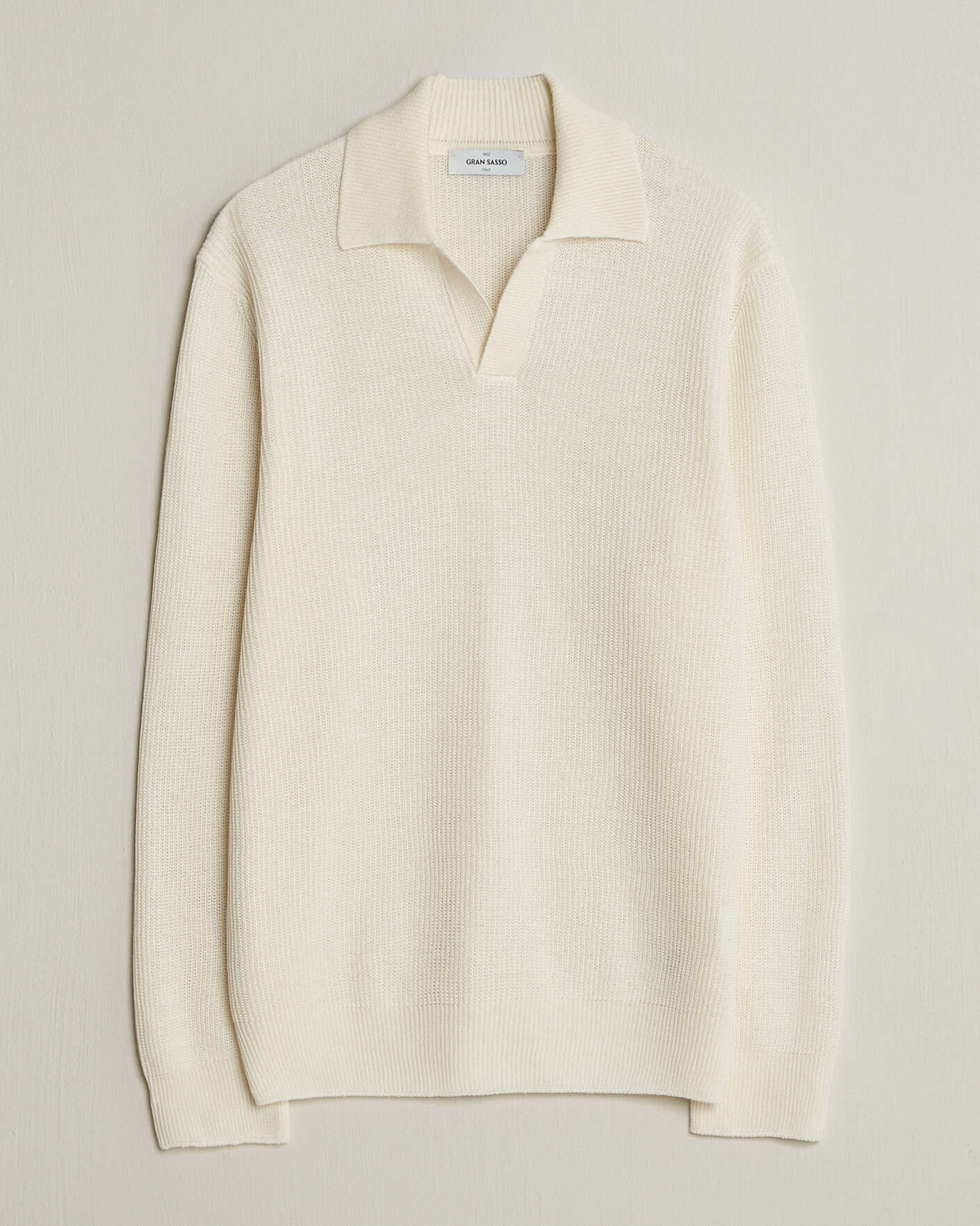 Men | Sweaters & Knitwear | Gran Sasso | Linen/Cotton Open Collar Knitted Polo Cream