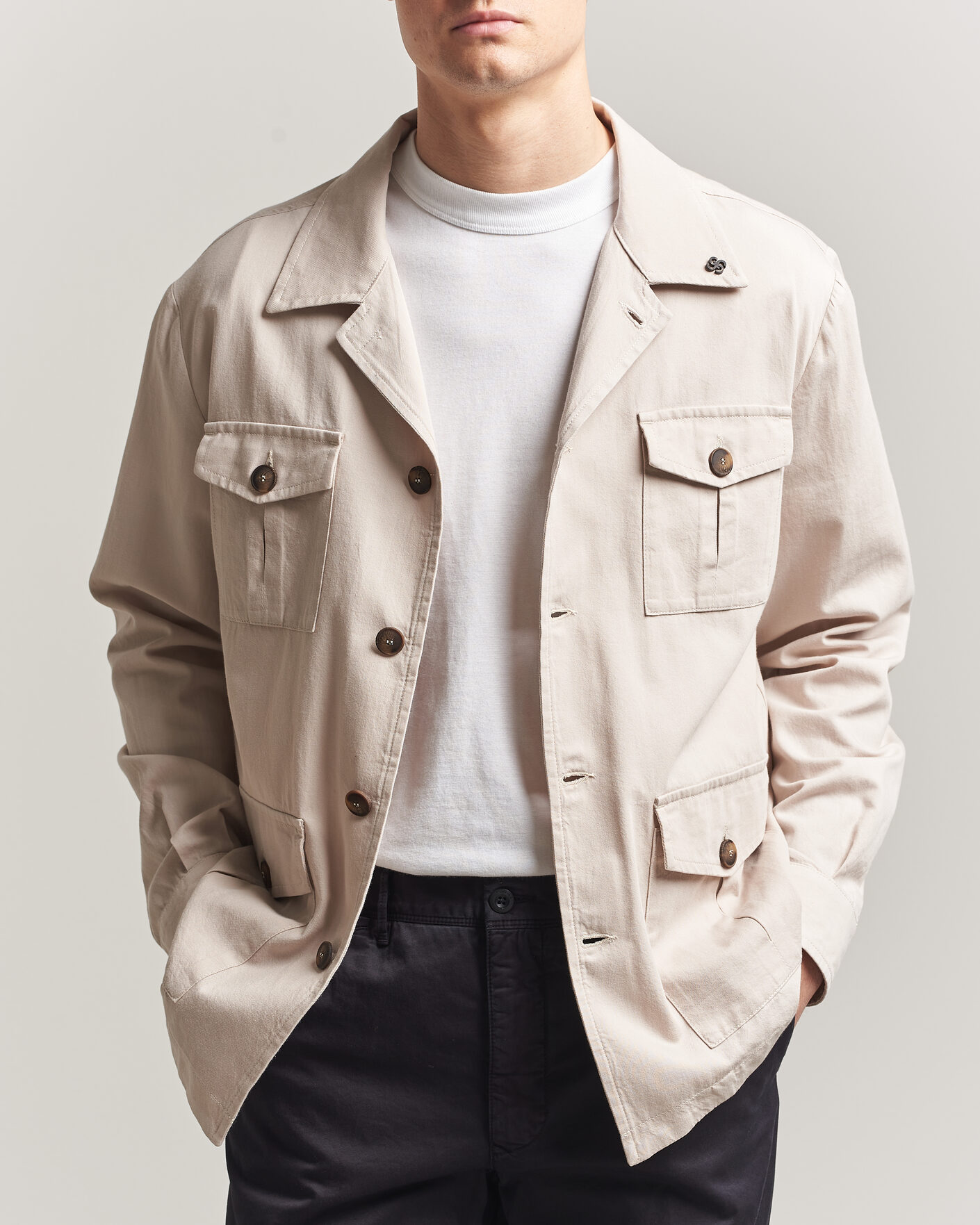 Men | Coats & Jackets | Gran Sasso | Cotton Safari Jacket Beige