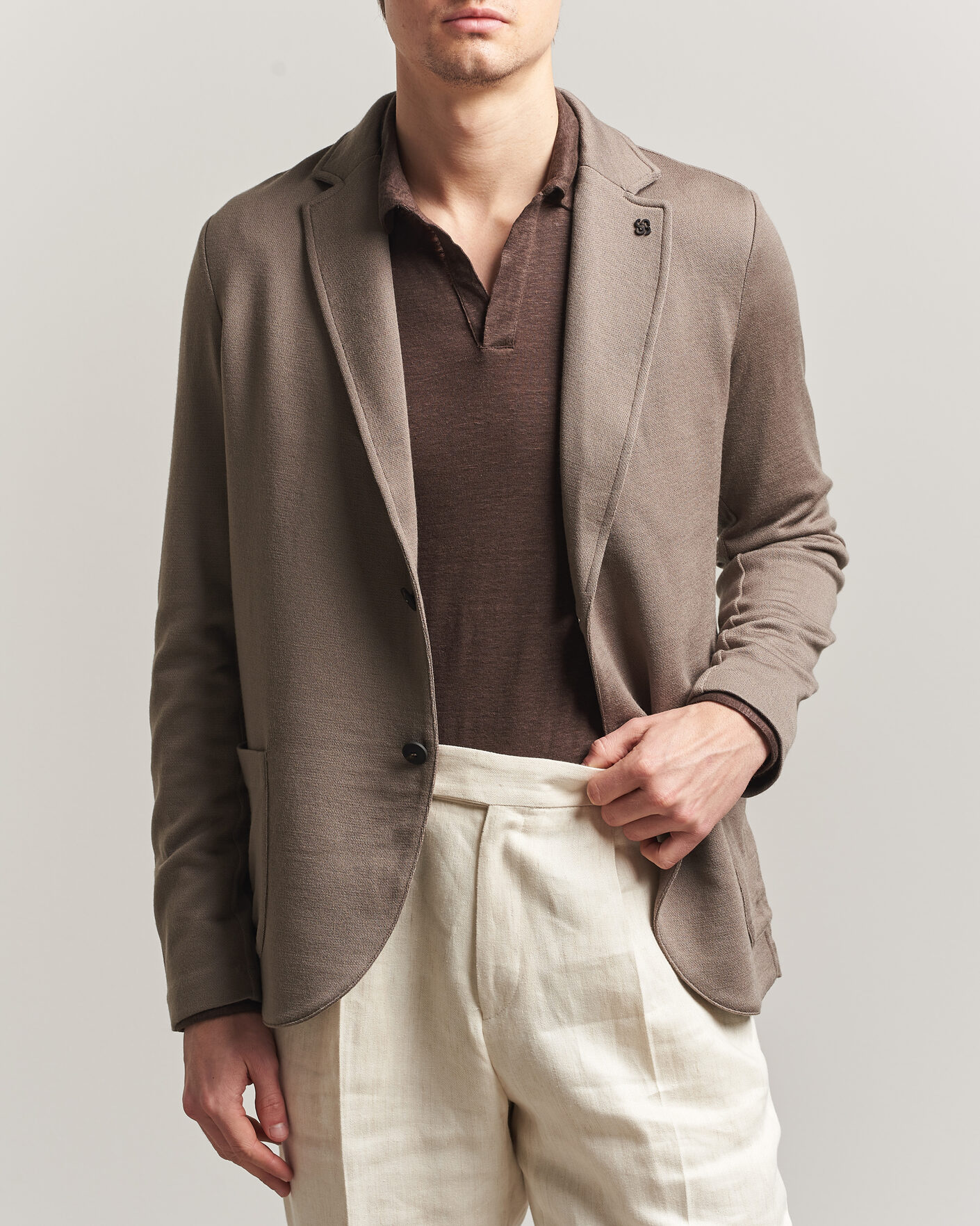 Men | Blazers | Gran Sasso | Wool Knitted Blazer Brown