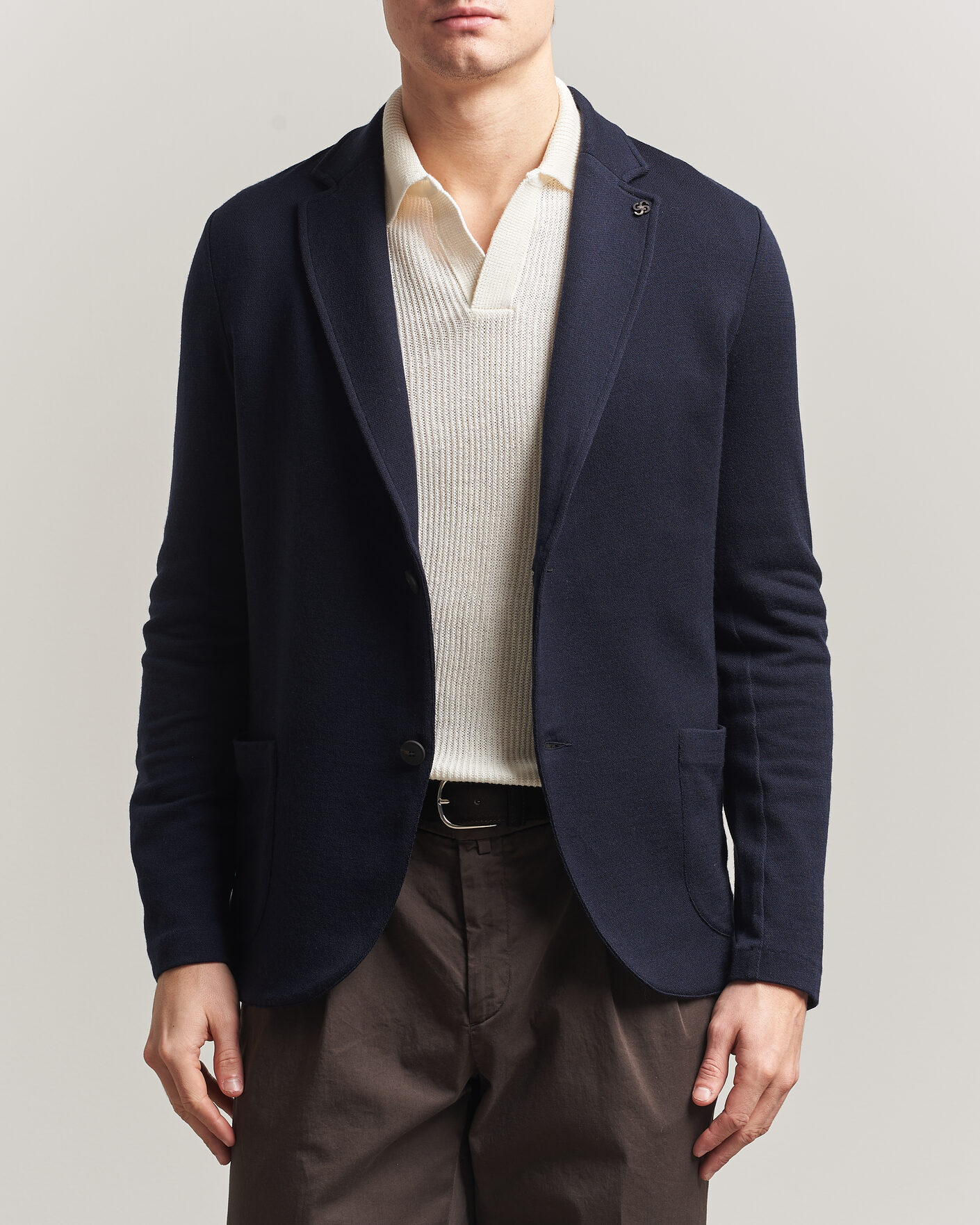 Men | Blazers | Gran Sasso | Wool Knitted Blazer Navy