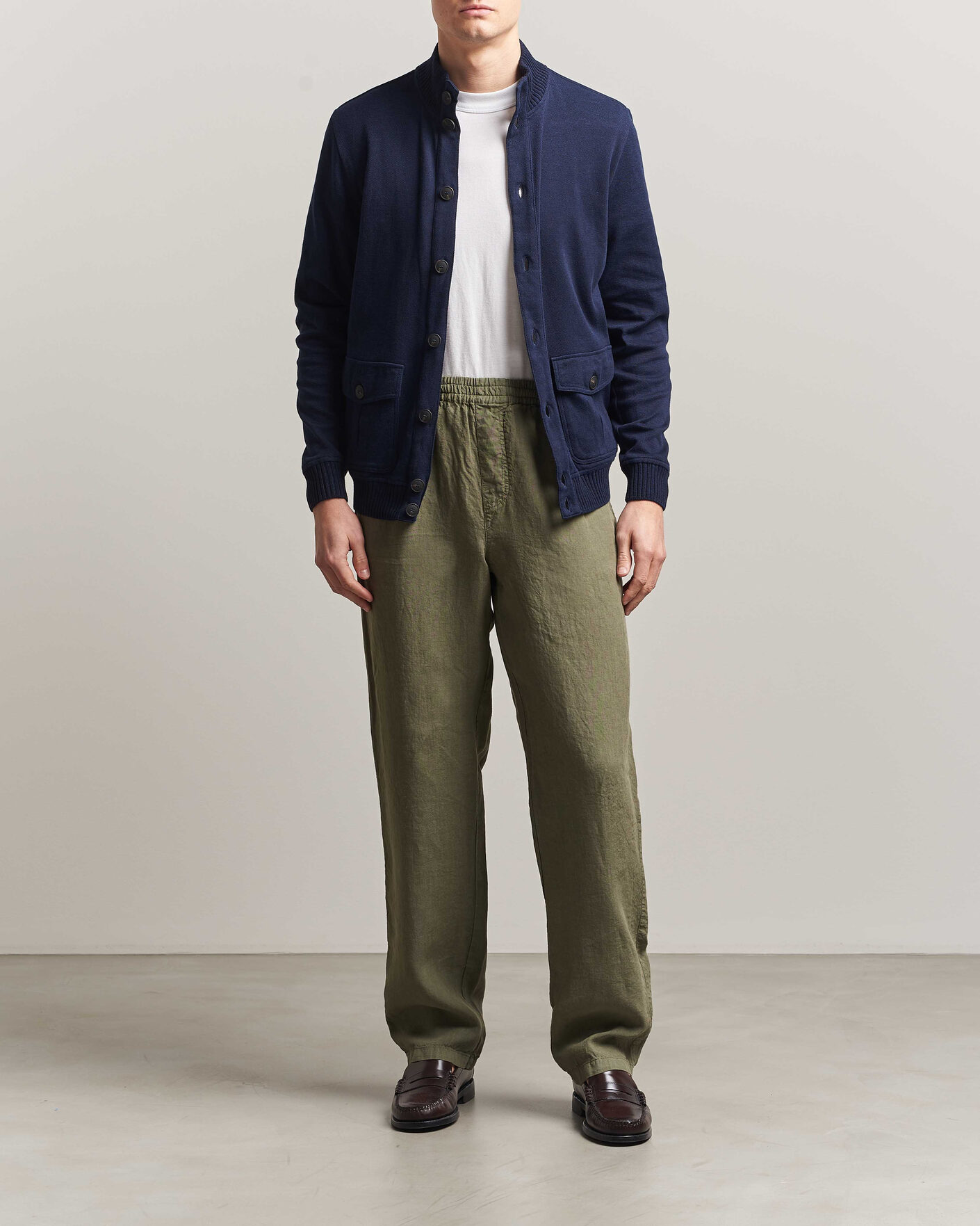 Men | Coats & Jackets | Gran Sasso | Cotton Pocket Knitted Bomber Jacket Navy