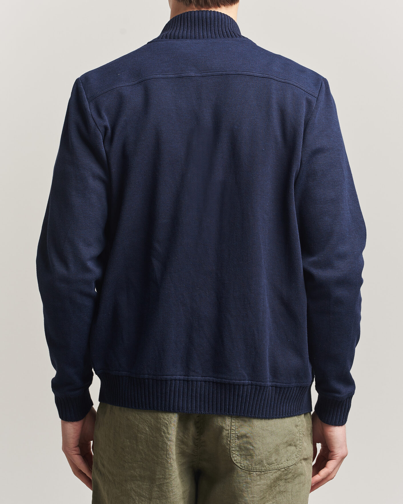 Men | Coats & Jackets | Gran Sasso | Cotton Pocket Knitted Bomber Jacket Navy