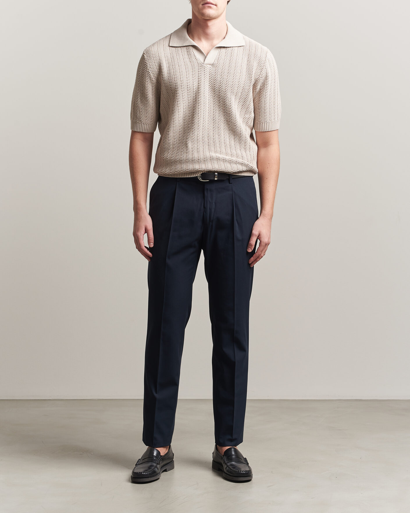 Men | Polo Shirts | Gran Sasso | Cotton Structured Knitted Polo Beige