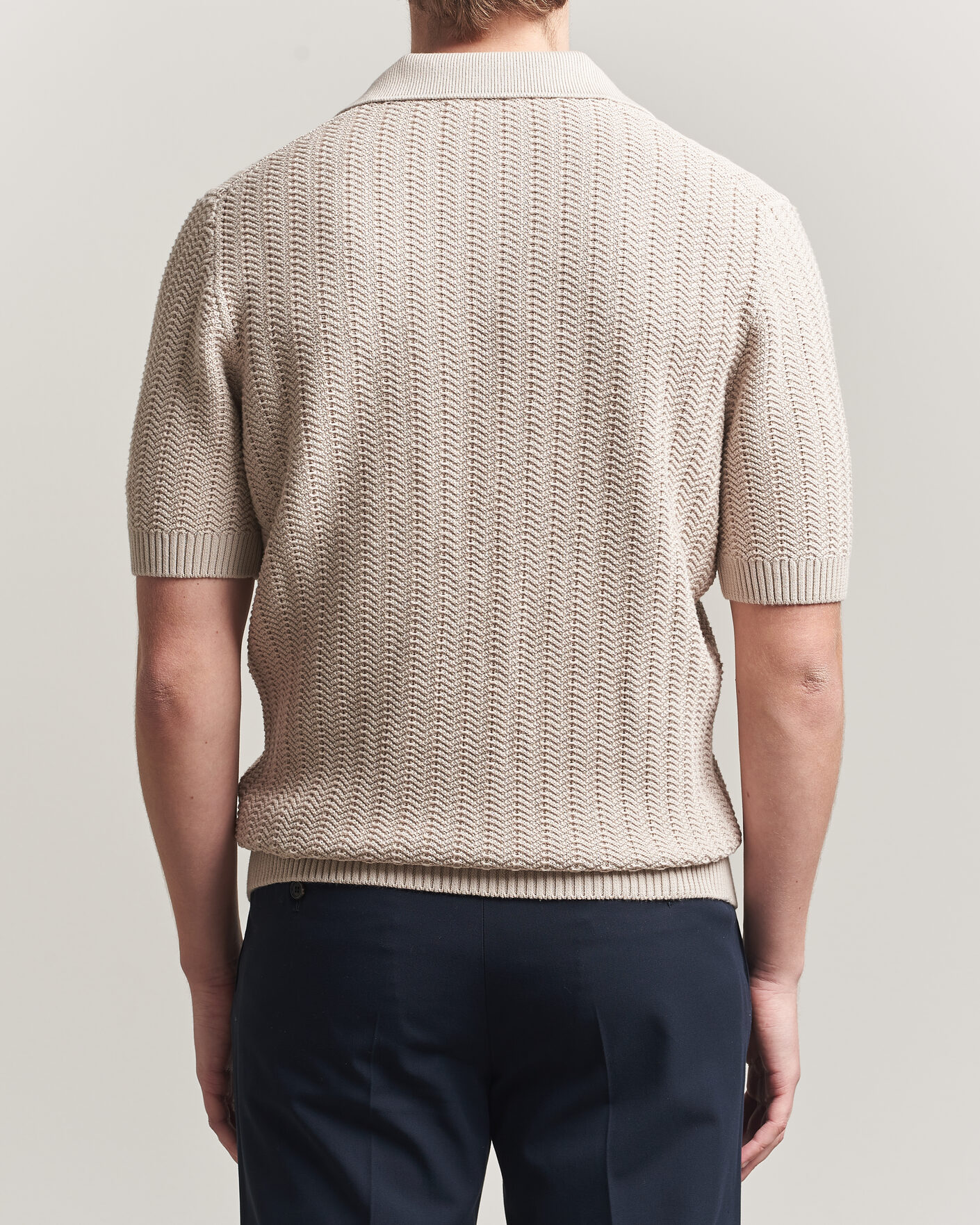 Men | Polo Shirts | Gran Sasso | Cotton Structured Knitted Polo Beige