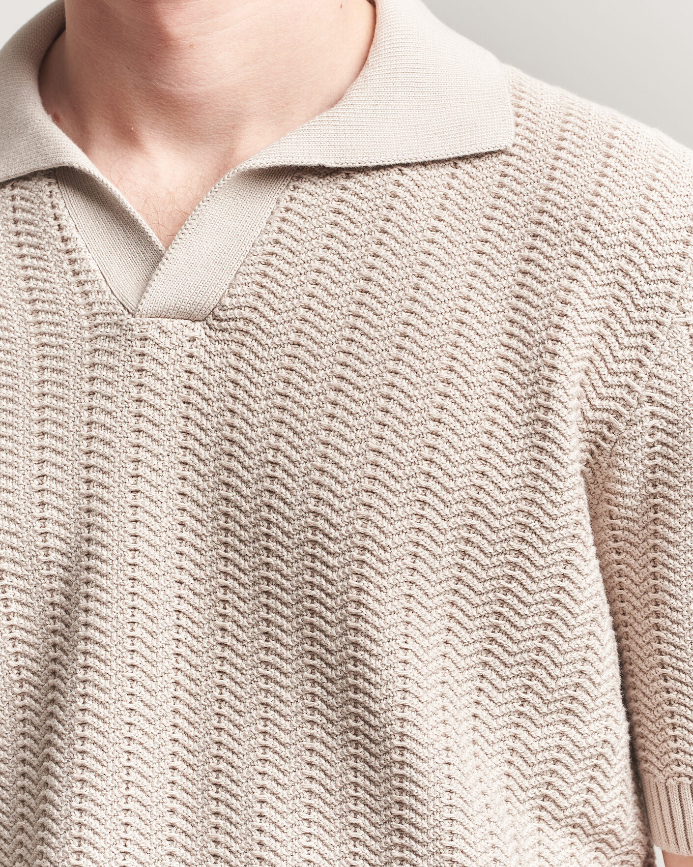 Men | Polo Shirts | Gran Sasso | Cotton Structured Knitted Polo Beige