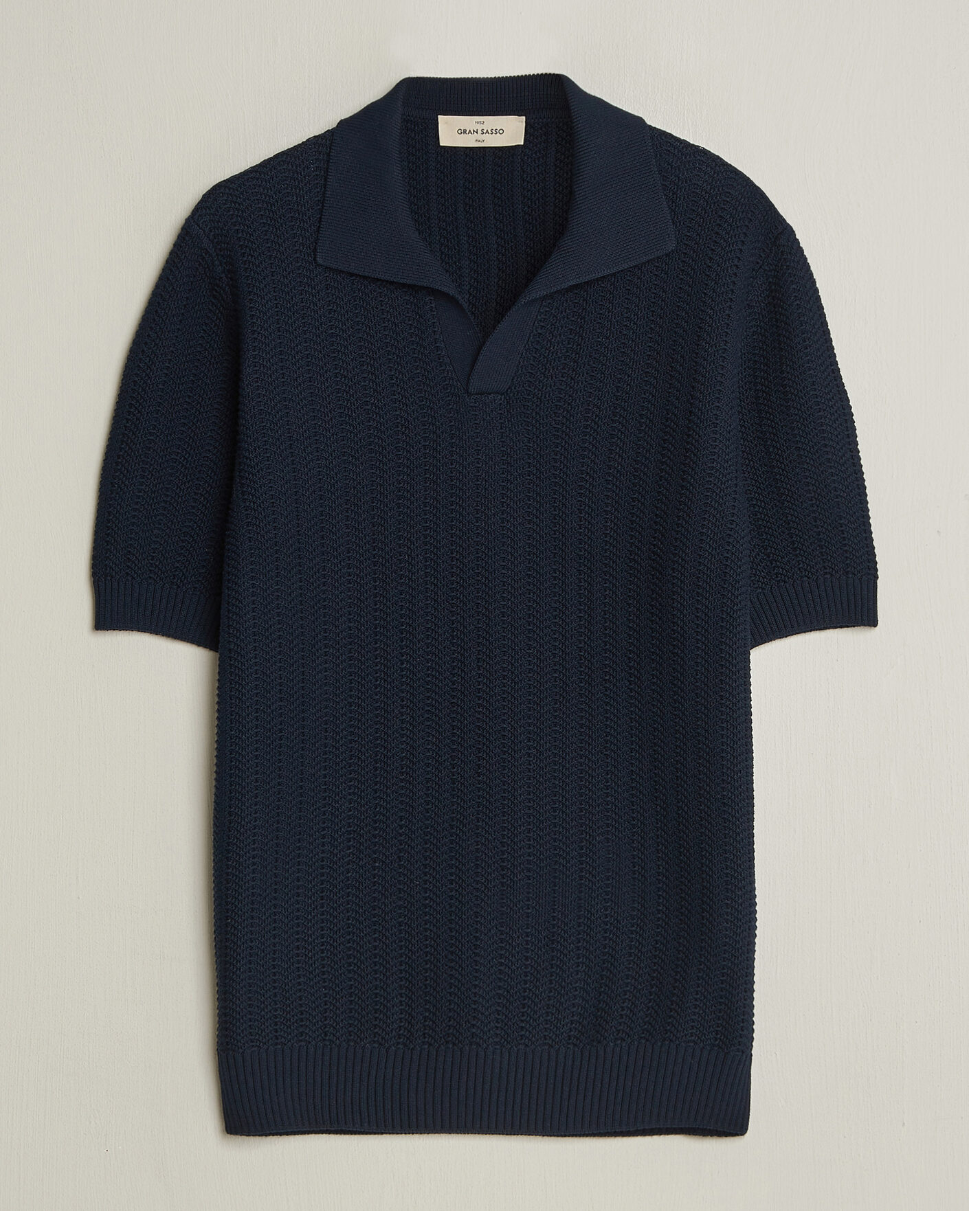 Men | Polo Shirts | Gran Sasso | Cotton Structured Knitted Polo Navy