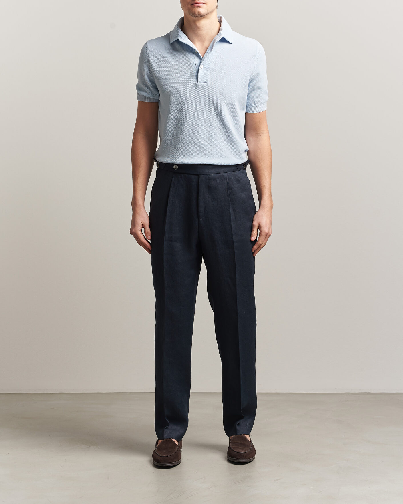 Men | Polo Shirts | Gran Sasso | Cotton Textured Knitted Polo Light Blue