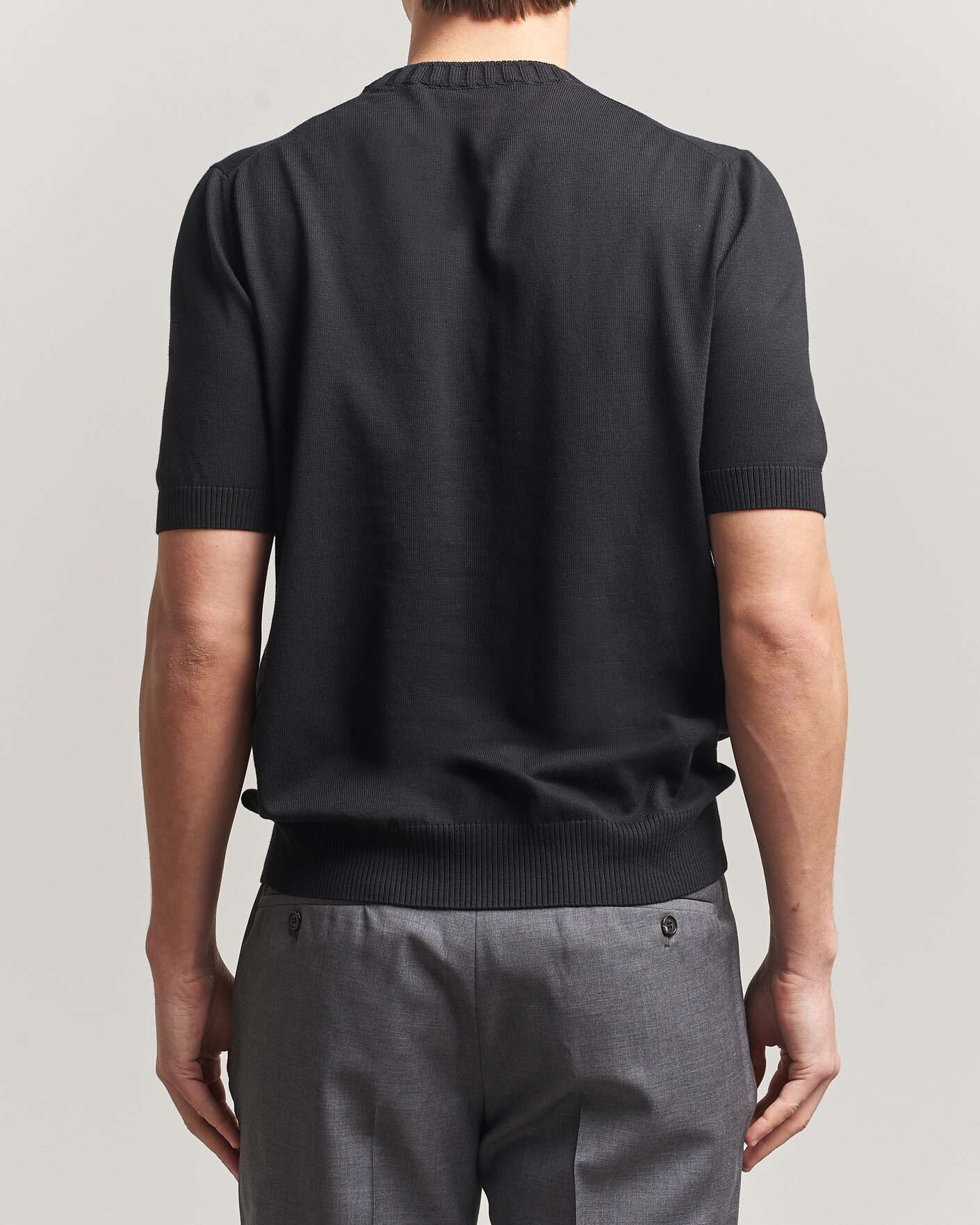 Men | T-Shirts | Gran Sasso | Cotton Heavy Knitted Crew Neck T-Shirt Black