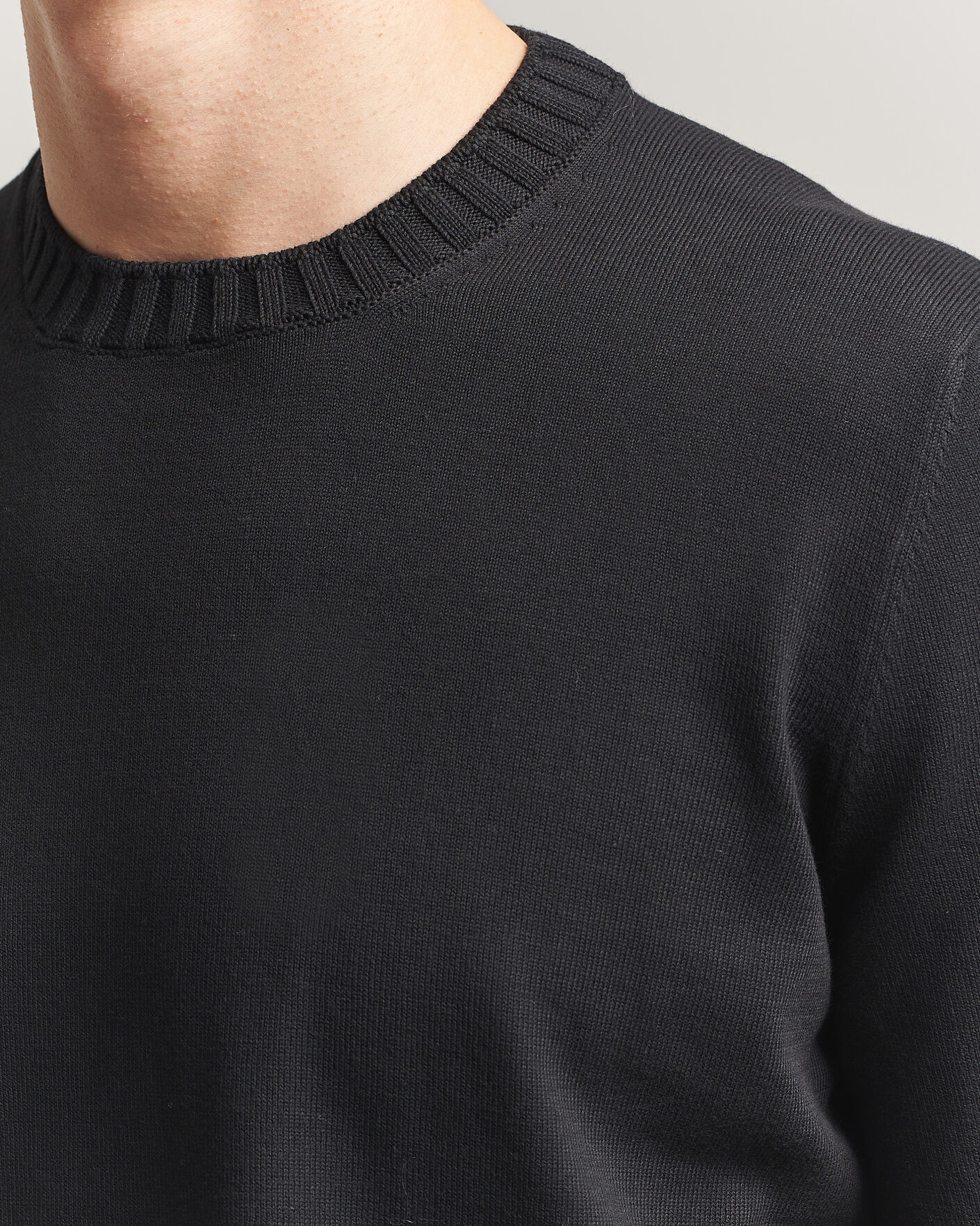 Men | T-Shirts | Gran Sasso | Cotton Heavy Knitted Crew Neck T-Shirt Black