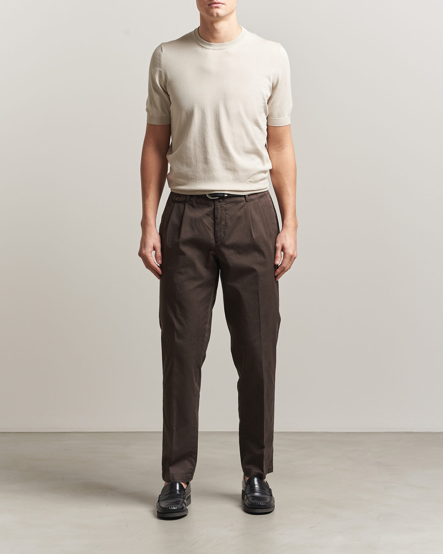 Men | T-Shirts | Gran Sasso | Cotton Knitted Crew Neck T-Shirt Beige Melange