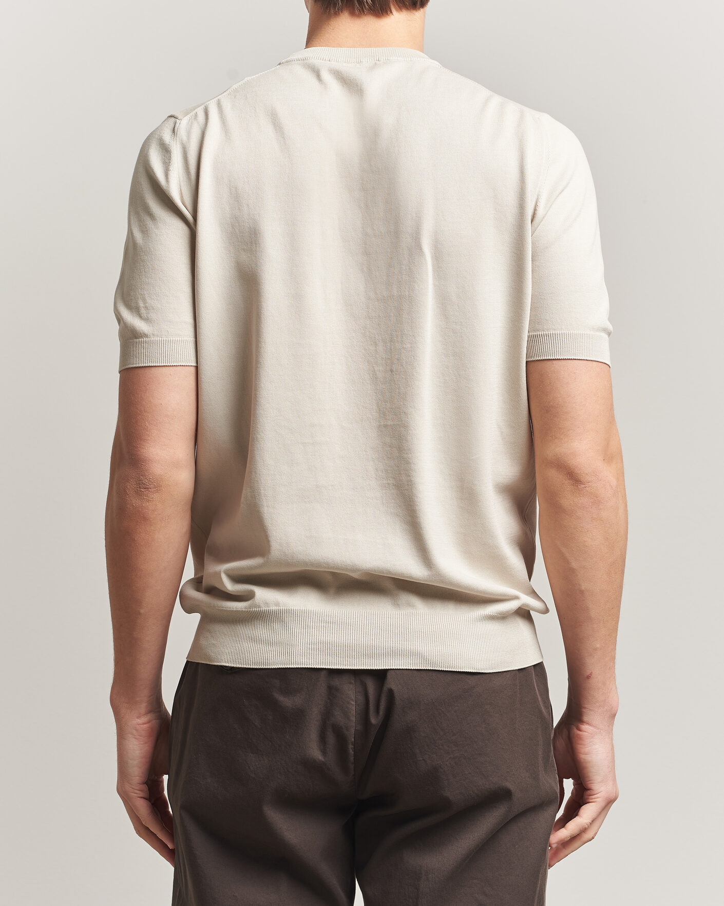 Men | T-Shirts | Gran Sasso | Cotton Knitted Crew Neck T-Shirt Beige Melange
