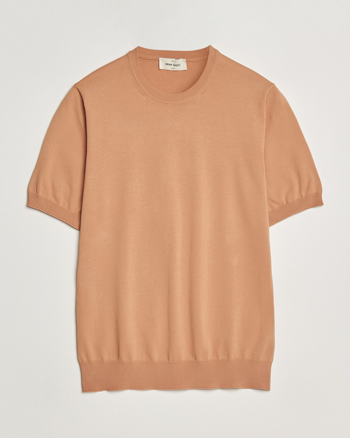 Men | T-Shirts | Gran Sasso | Cotton Knitted Crew Neck T-Shirt Apricot Orange Melange