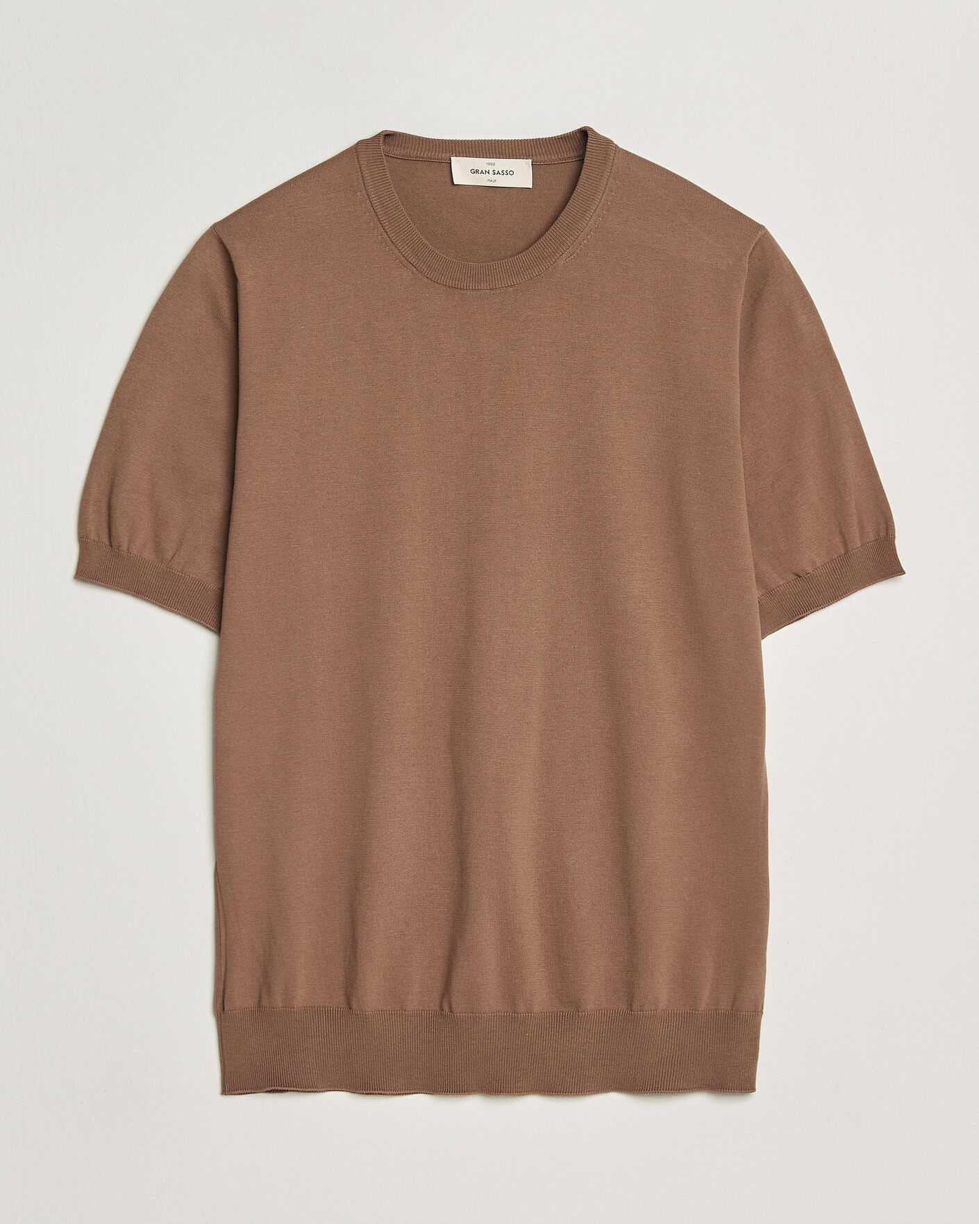 Men | T-Shirts | Gran Sasso | Cotton Knitted Crew Neck T-Shirt Brown