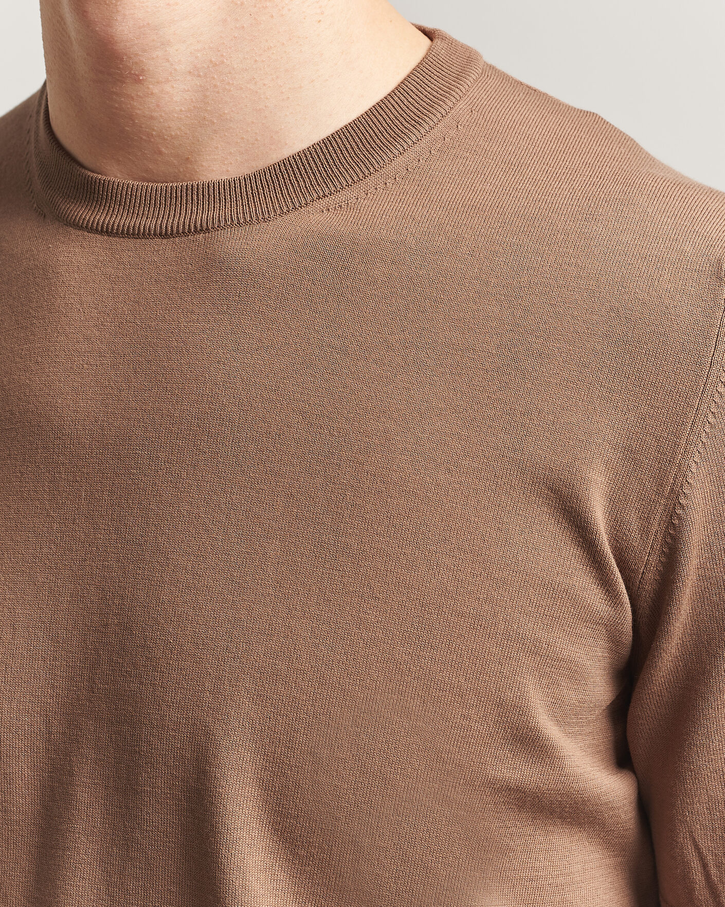 Men | T-Shirts | Gran Sasso | Cotton Knitted Crew Neck T-Shirt Brown