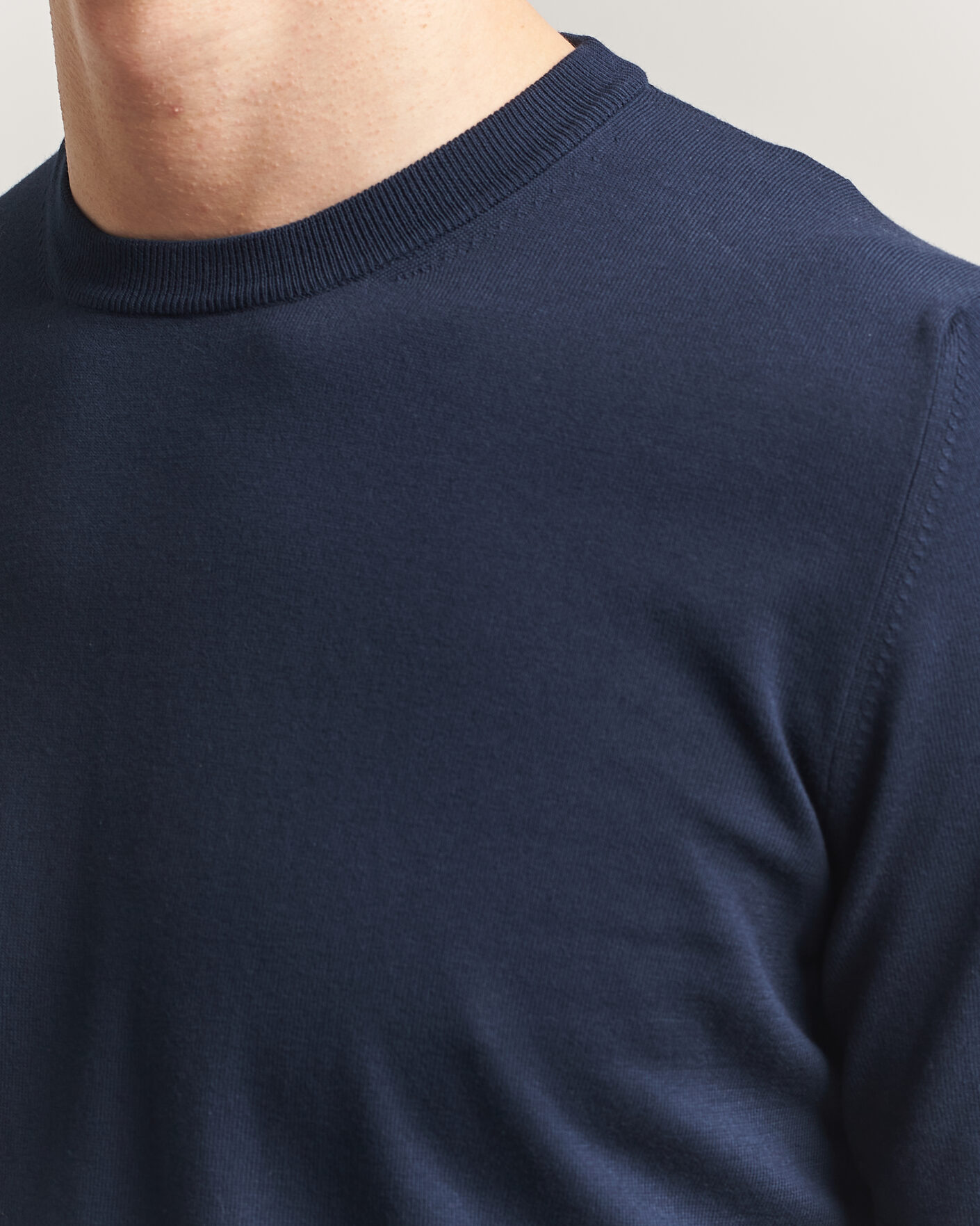 Men | T-Shirts | Gran Sasso | Cotton Knitted Crew Neck T-Shirt Navy