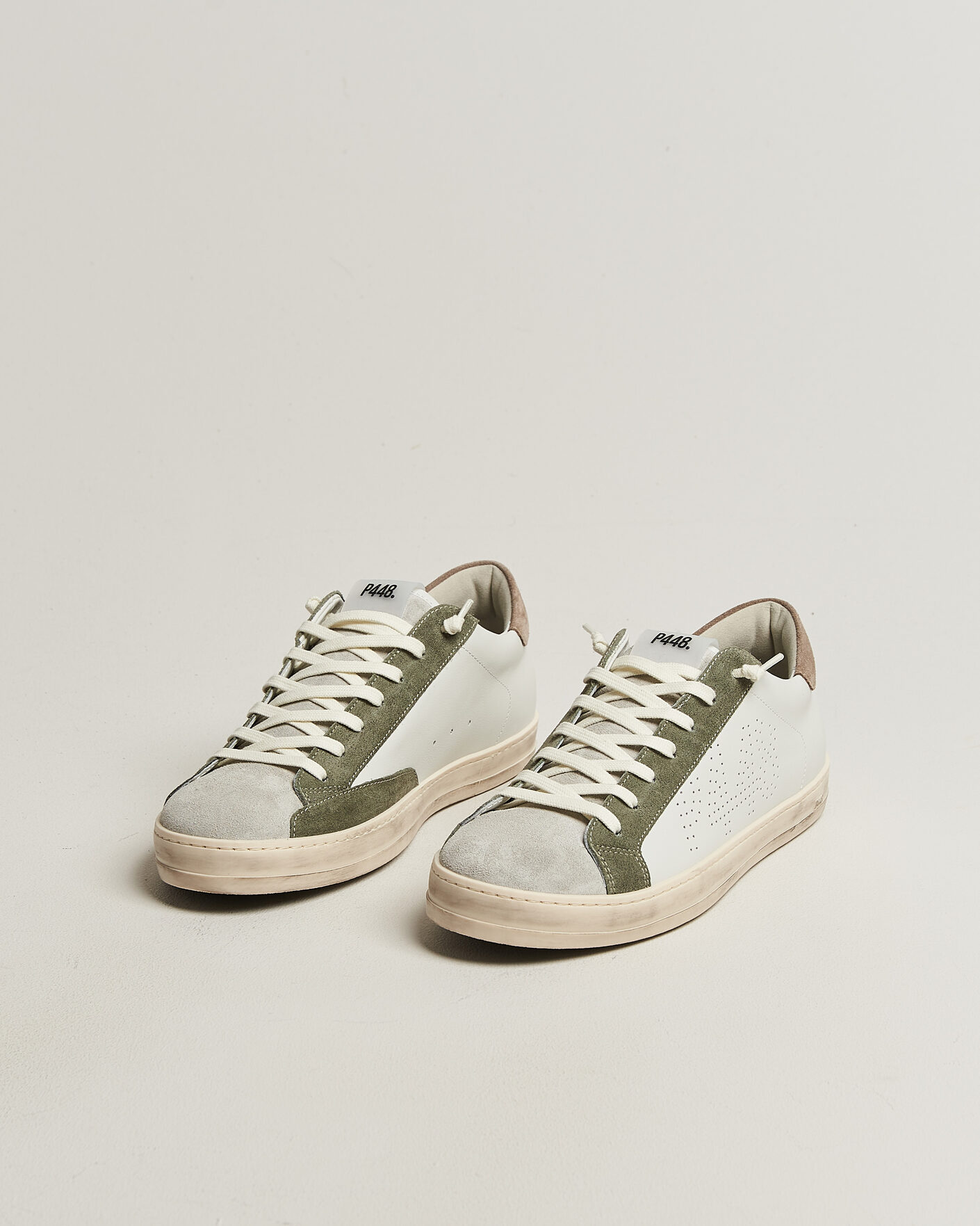 Men | Sneakers | P448 | John Leather/Suede Sneaker White/Olive/Grey