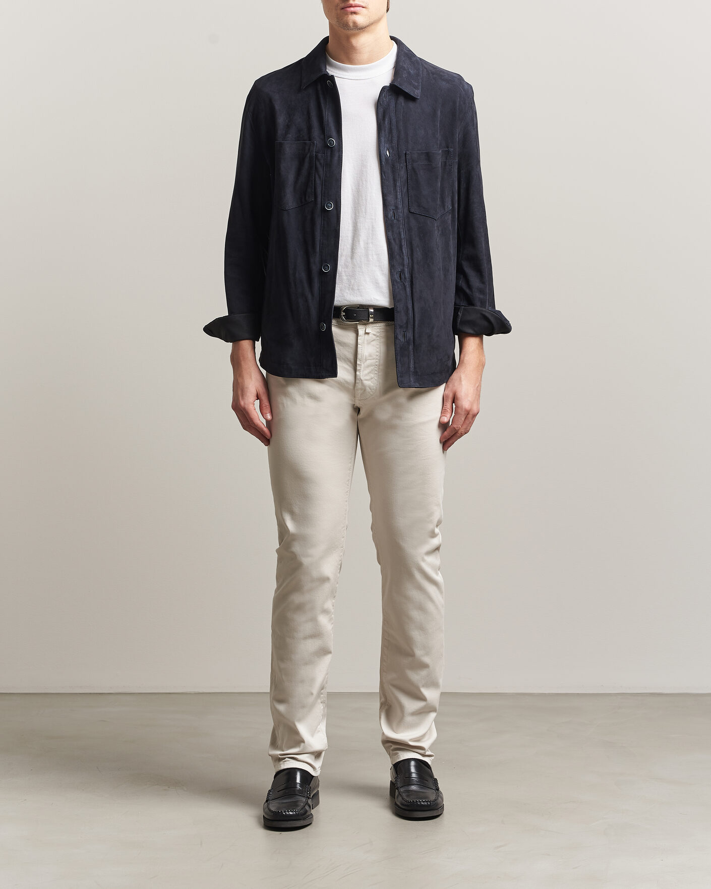 Jacob Cohën Bard Garment Dyed Gabardine Trousers Off White at