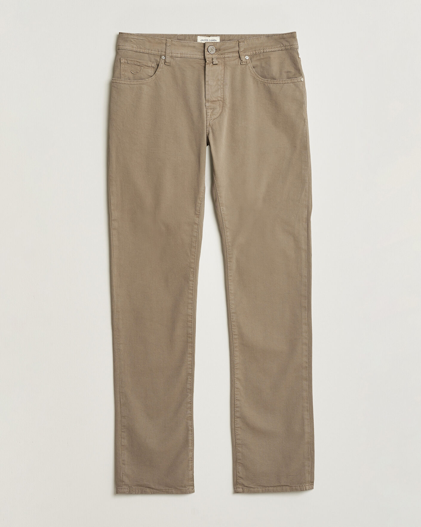 Men | Trousers | Jacob Cohën | Bard Garment Dyed Gabardine Trousers Khaki Beige