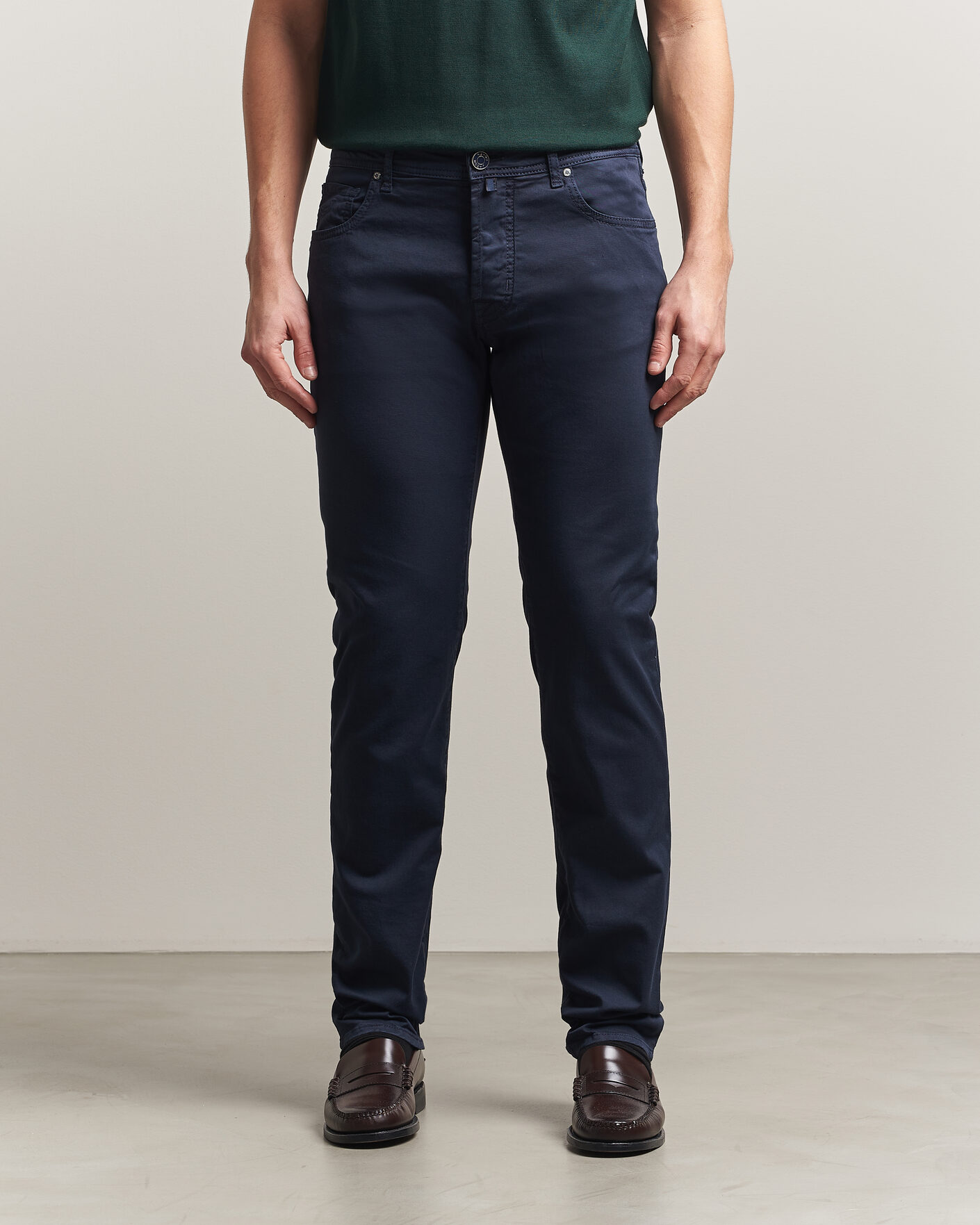 Men | Trousers | Jacob Cohën | Bard Garment Dyed Gabardine Trousers Navy Blue